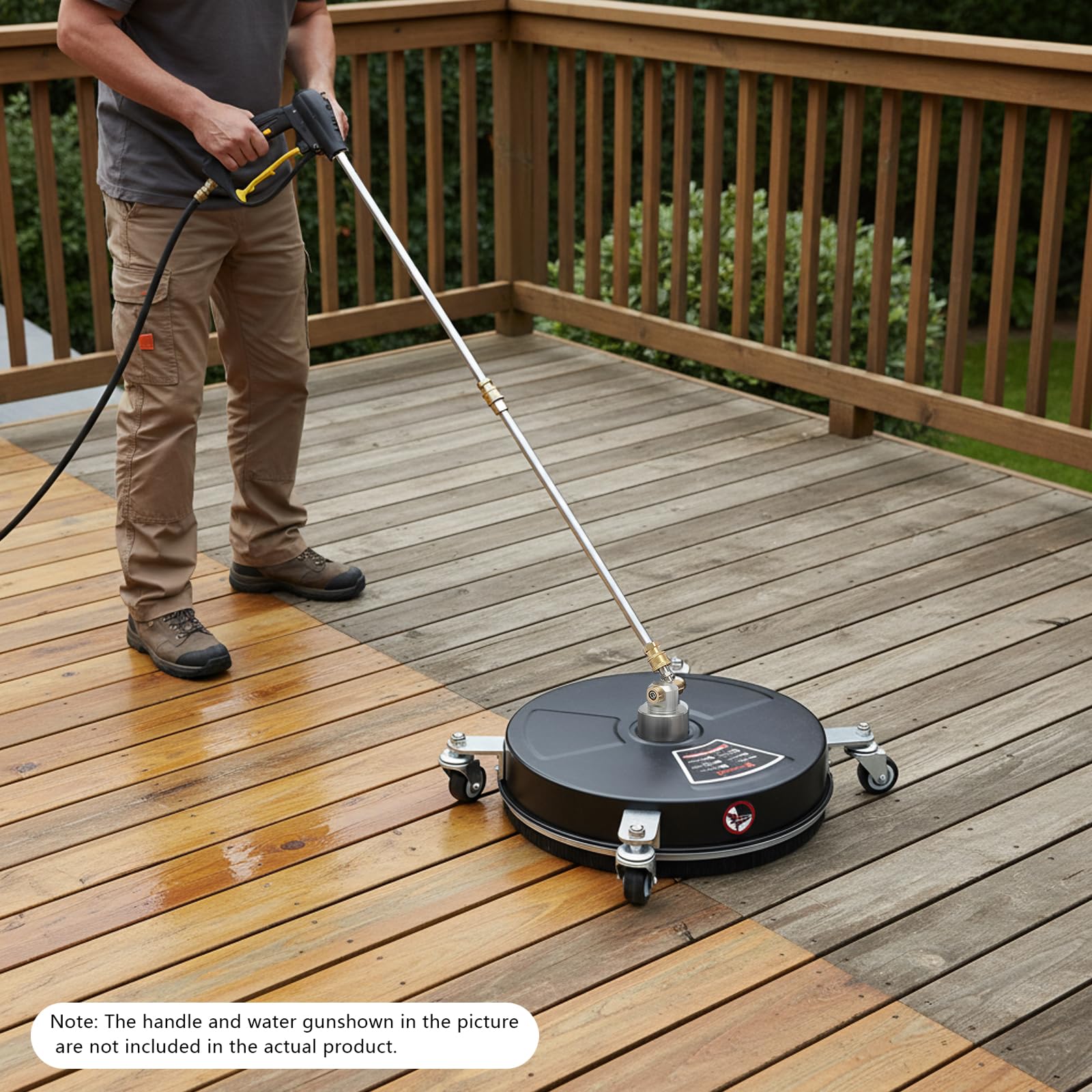 Limpiador de superficies profesional de acero inoxidable, 2000 psi, 38 cm, 1,8 GPM, para terraza, hormigón y acera, con 4 ruedas y 2 boquillas de pulverización de repuesto, accesorios para limpiadores