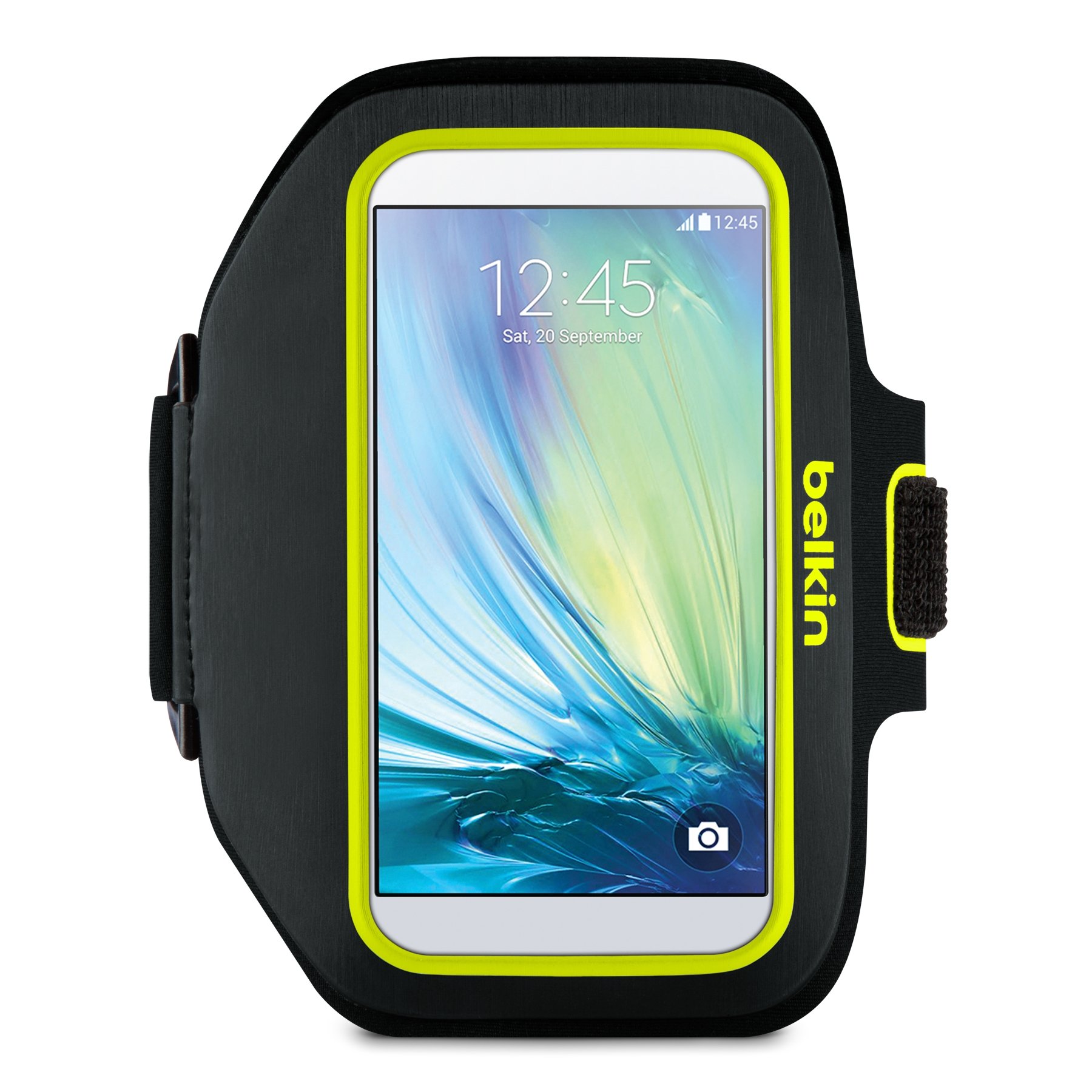 Belkin F8M942btC02 Brassard SPortfit + en Néoprène pour Samsung Galaxy S6 - Noir/Jaune (Compatible avec les Smartphones Samsung Galaxy S7 et S7 Edge)