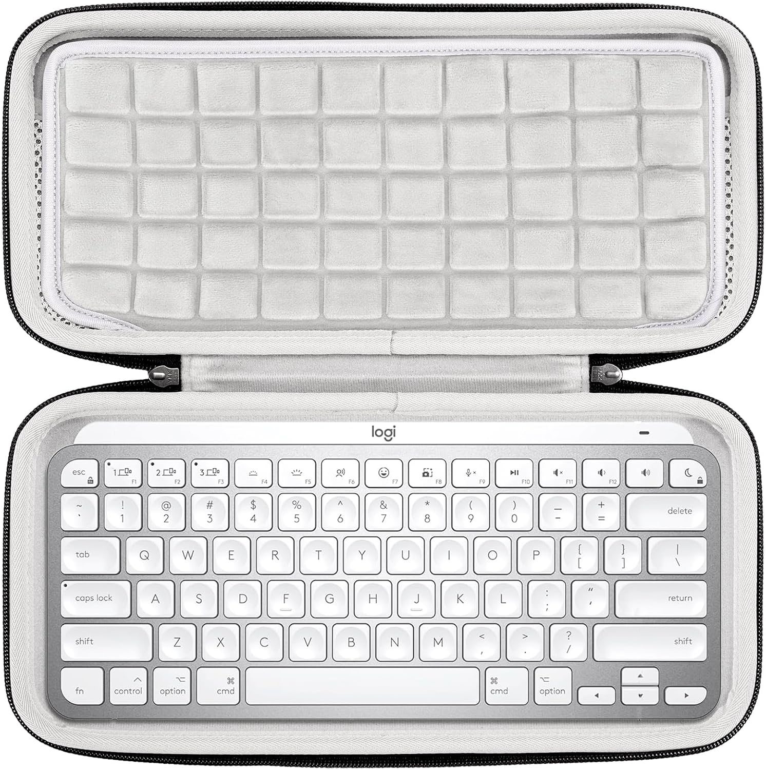 RAIACE Hard Storage Case Compatible with Logitech MX Keys Mini Advanced Illuminated Keyboard. (Case Only, Not Include The Device)- Black(Gray Lining)
