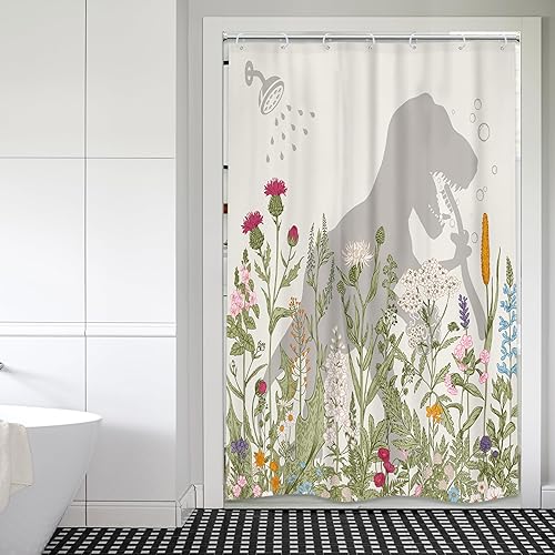 Miniatura 9 de LGhtyro Divertido juego de cortina de ducha de dinosaurio, cortina de ducha de dinosaurio para niños, 60 pulgadas de ancho x 71 pulgadas de alto,