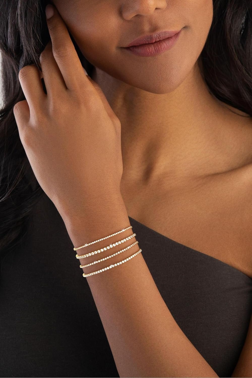 Gold Bracelets for Women 6Pcs Stackable Paperclip Bracelets Layered Waterproof Gold Bracelets Minimalist Fashion Jewelry for Women - Image 4