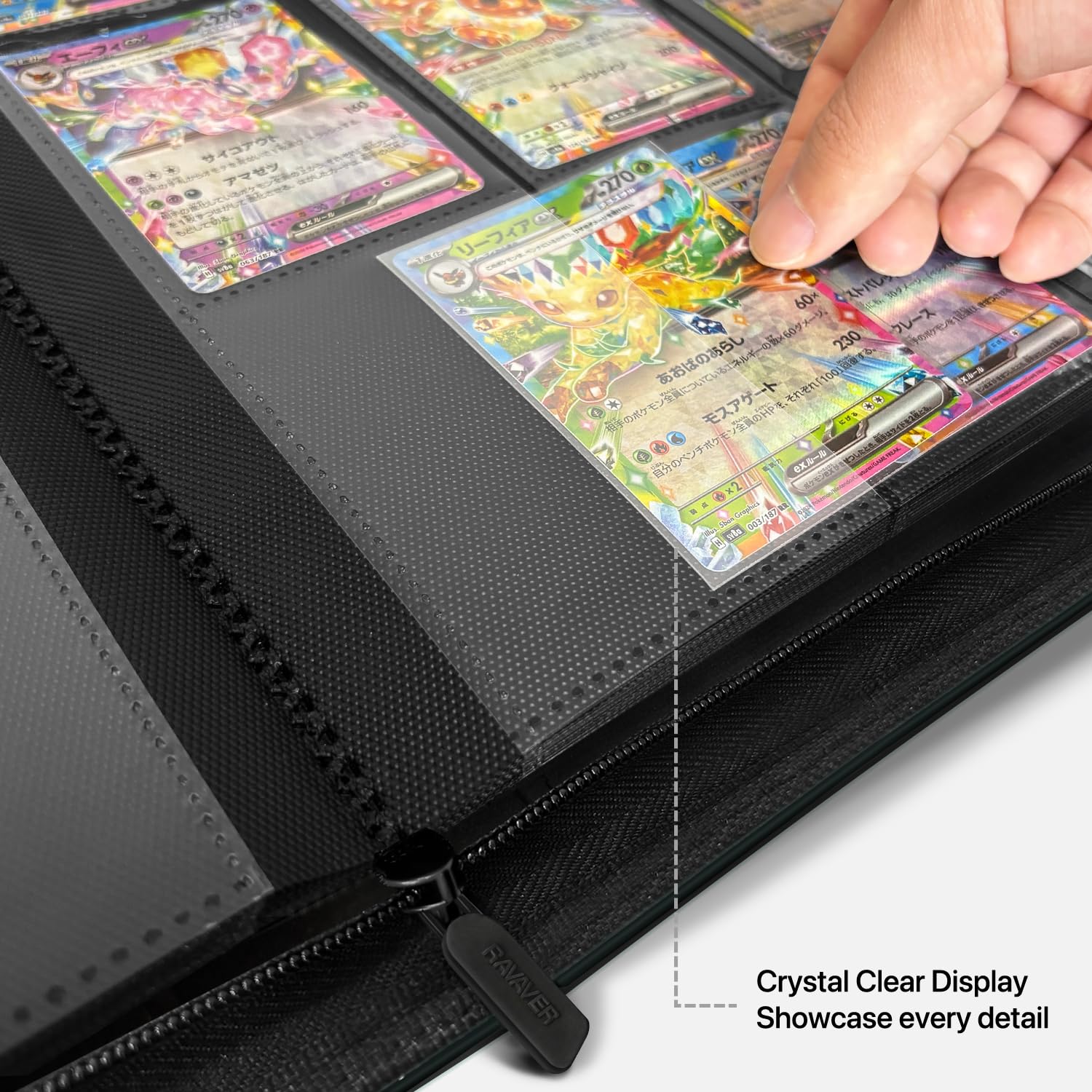Douper 9 Pocket Card Binder, 540 Karten Sammelkarten Spiele Sammlung Halter Buchordner mit anpassbarem Etikettenschlitz und seitlichen Ladehüllen (Schwarz)
