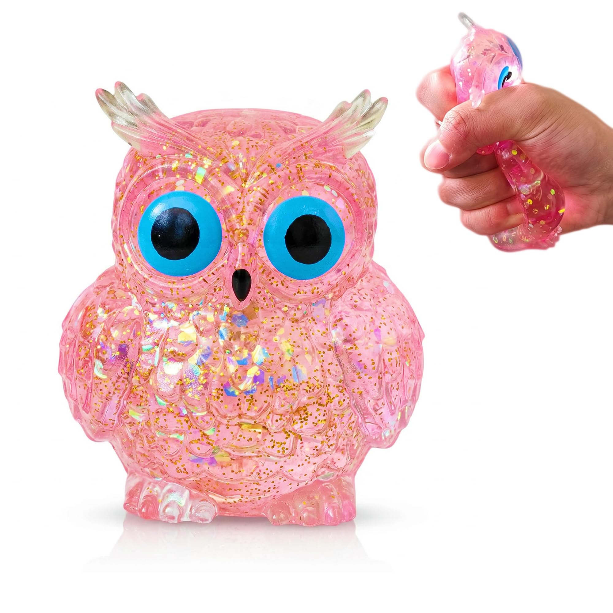 1Pcs Pink Owl Squeeze Ball for Adults, Soft Squishy Animal Stress Ball
