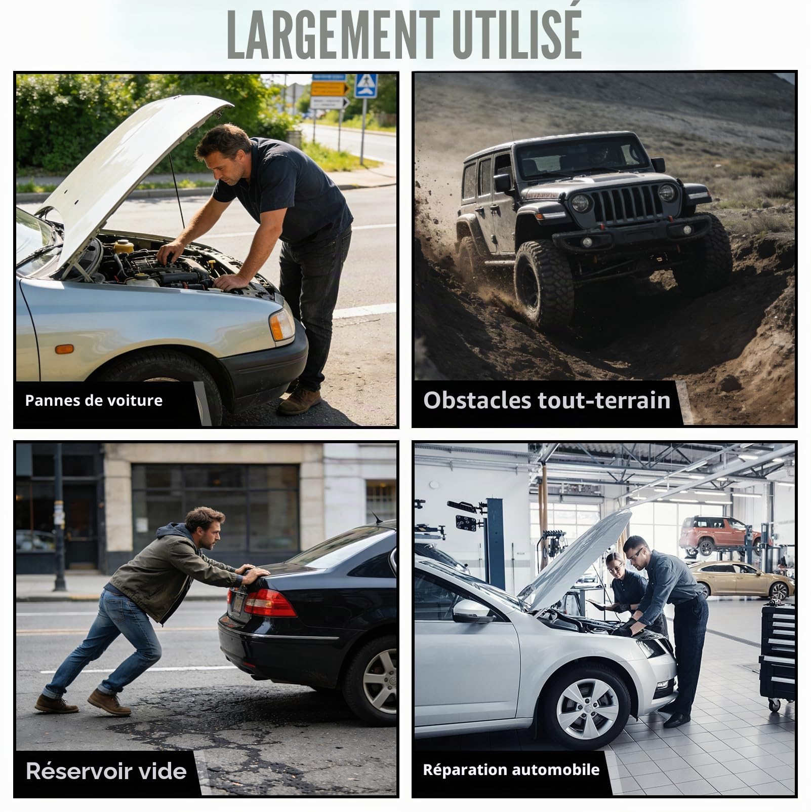 Barre de remorquage pour Voiture, Barre de remorquage 2 pièces | avec tête sphérique Φ50 mm, longueur de remorquage 2,35 m, force de traction maximale : 3500 kg, avec