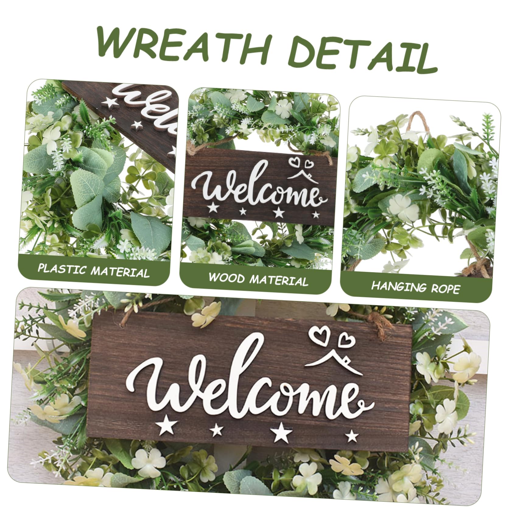 TOPBATHY 2 Piezas Guirnalda Artificial Coronas Decoración De La Puerta De Puerta De Primavera Verano Guirnalda De Eucalipto Muro Decoración De Otoño Aire El Plastico Green