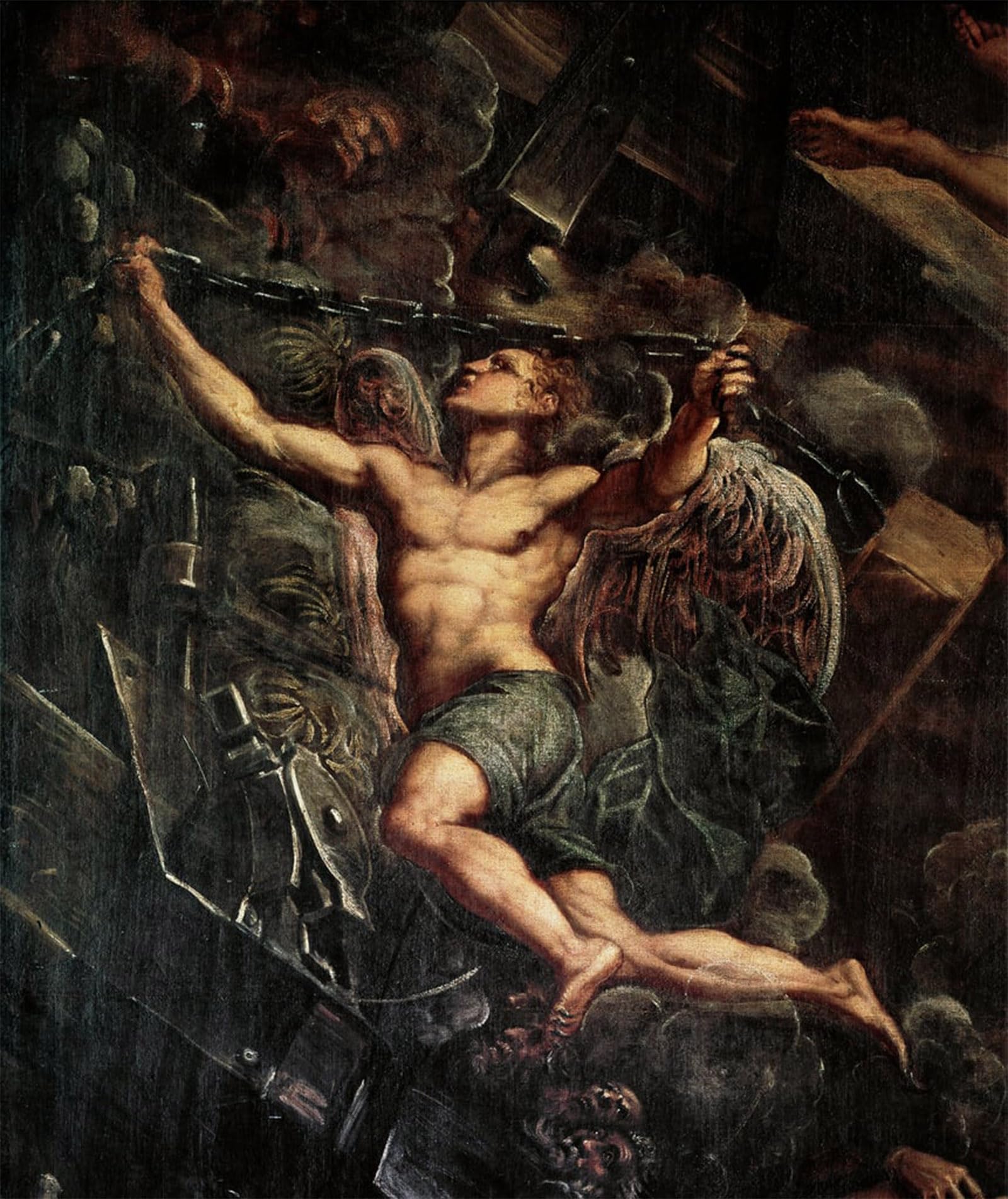 POSTERIIk Vintage Classic Picture Landscape Artwork the Descent of Jesus Christ to Limbo Detail of an Angel by Domenico Robusti Tintoretto Portrait Canvas Painting for Office Home Decor 60x90cm