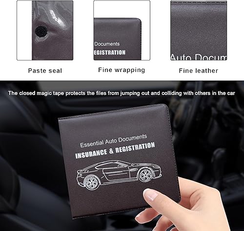 Miniatura 3 de 2 soportes para seguro de registro de automóvil, cartera para tarjetas y documentos con cierre de cinta mágica, para autos, camiones, SUV,