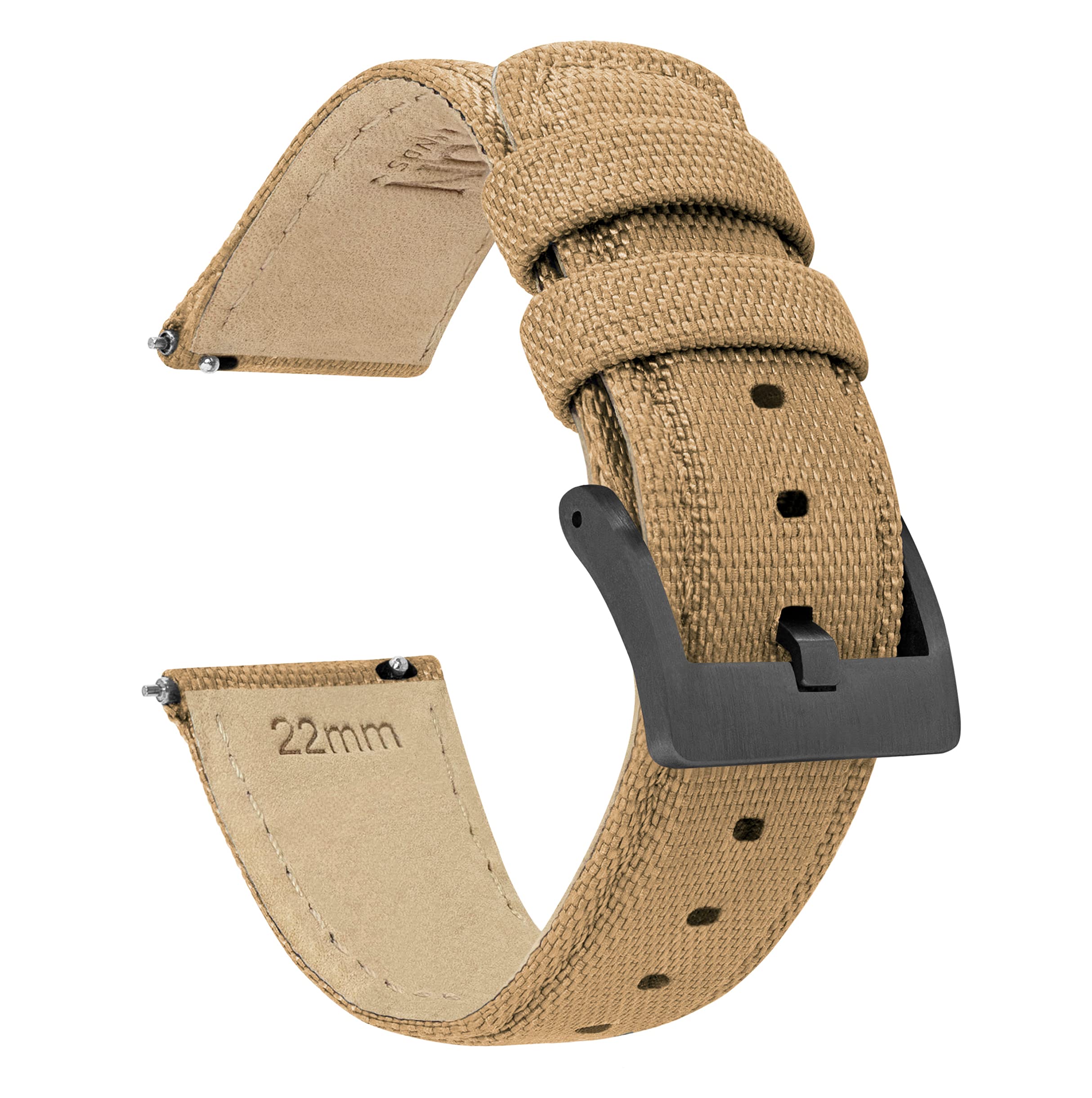 19mm Khaki Tan BARTON Sailcloth Quick Release Premium Nylon Weave (Gunmetal Grey Buckle)