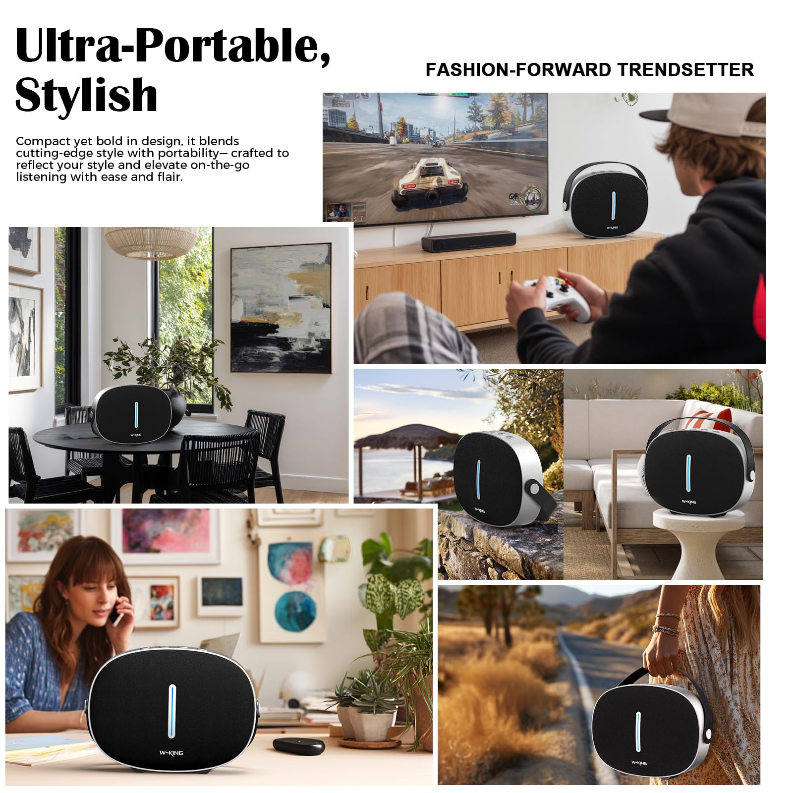 W-KING Altavoz Bluetooth Portatil Potente, 96W Pico Punchy Bass, Enormes Altavoces Inalámbricos Portátiles Con 2 Subwoofers, Graves Potentes, Carga Rápida, BT5.4, Disco USB, AUX, LED