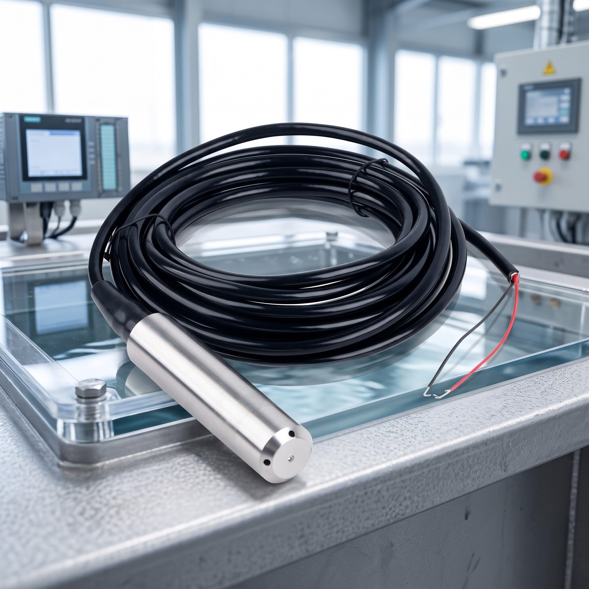 DC 24V 4-20mA Transmetteur de Capteur d'eau Liquide de Niveau de Jet pour Détecter la Profondeur de Gamme de 0-5m