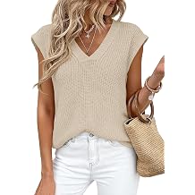PRETTYGARDEN Womens 2026 Lightweight Sweaters Vest Spring Trendy Cap Sleeve V Neck Knit Tank Tops Summer Going Out Outfits