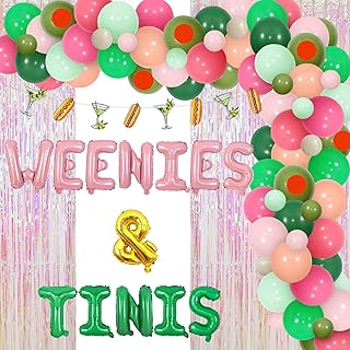 Weenies and Tinies Party Decoration, Weenies and Tinies Banner Fringe Curtain Foil Latex Balloon Garland Arch Kit for Martini A Tiny Bit Older Birthday Bachelorette Party Decoration