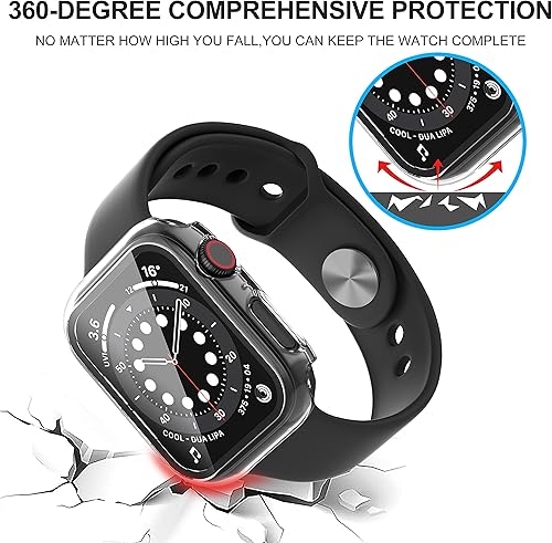 Vista 50 de Paquete de 2 fundas protectoras de pantalla de vidrio templado para Apple Watch Series 6/5/4/Series SE/SE 2/SE 3 de 1.575 pulgadas, funda protectora