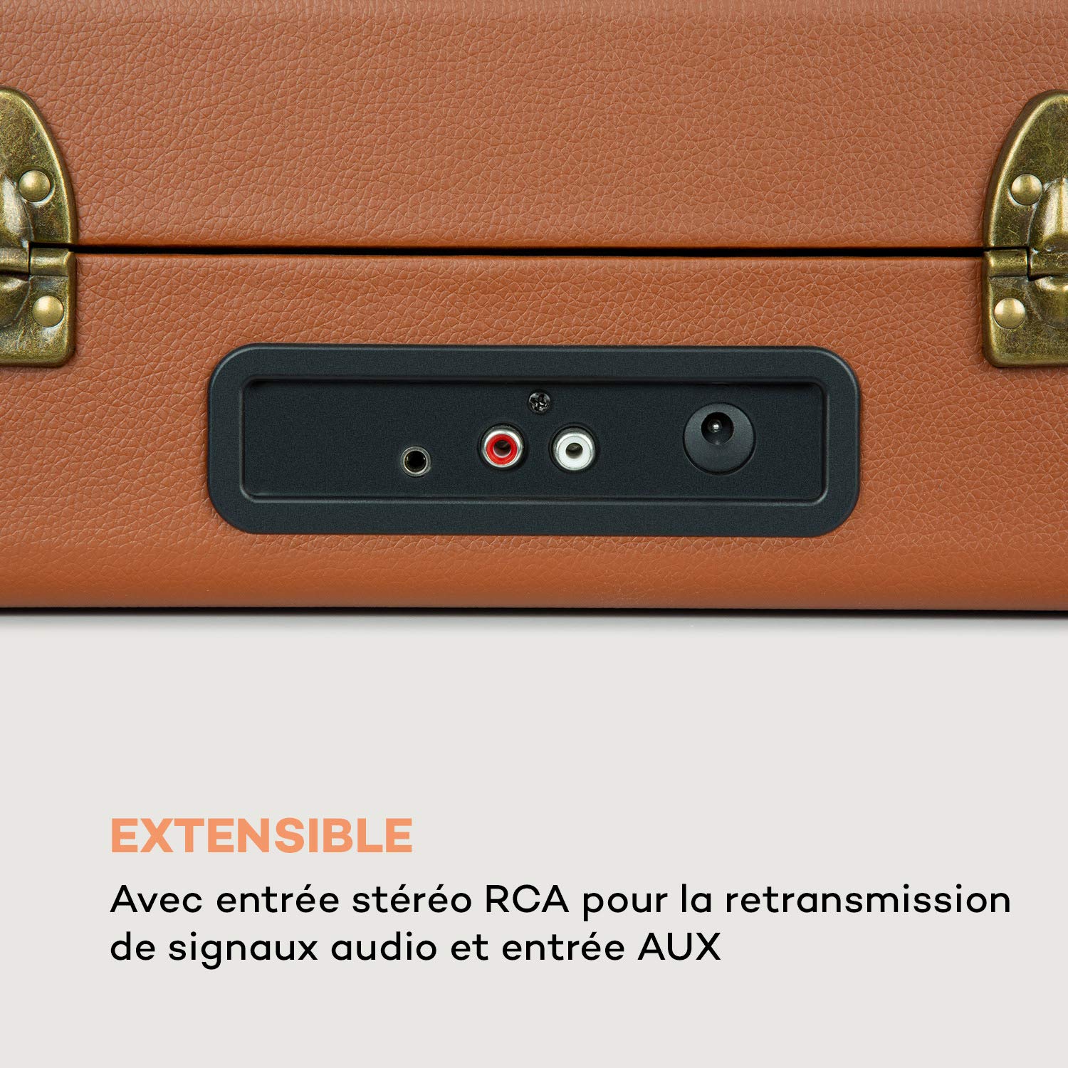 AUNA Jerry Lee - Platine Vinyle, Tourne disque, Lecteur vinyles, Enceintes Stéréo, Numérisation Via Port USB, 33, 45 et 78 T/Min, Poignée de Transport, Bluetooth - Champagne