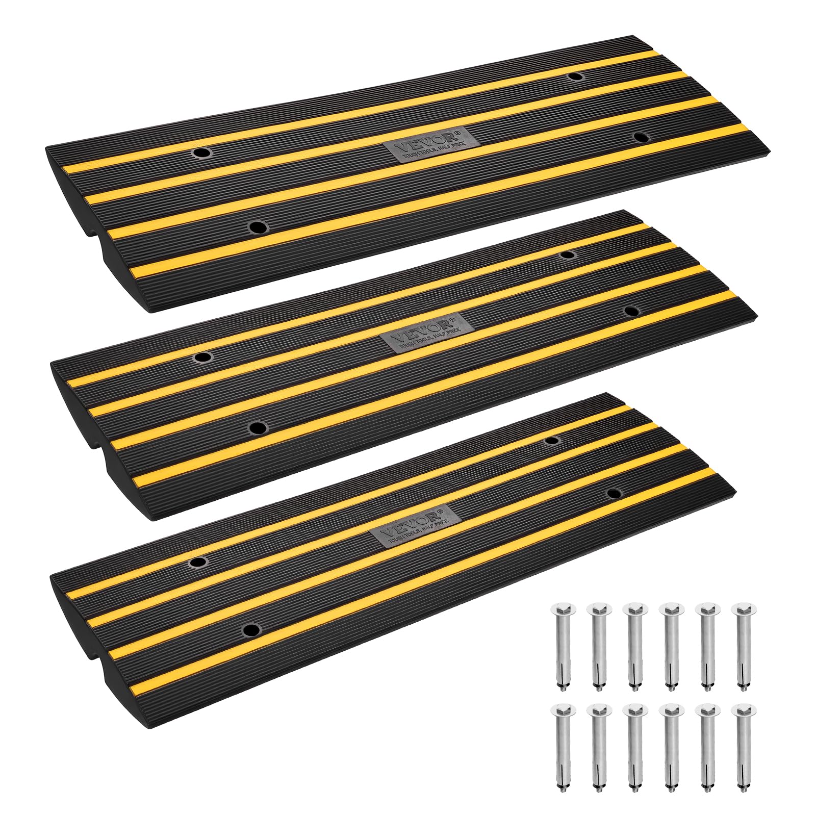 Photo 1 of VEVOR 3 Pack Rubber Curb Ramp for Driveway, 15T Heavy Duty Curb Ramp