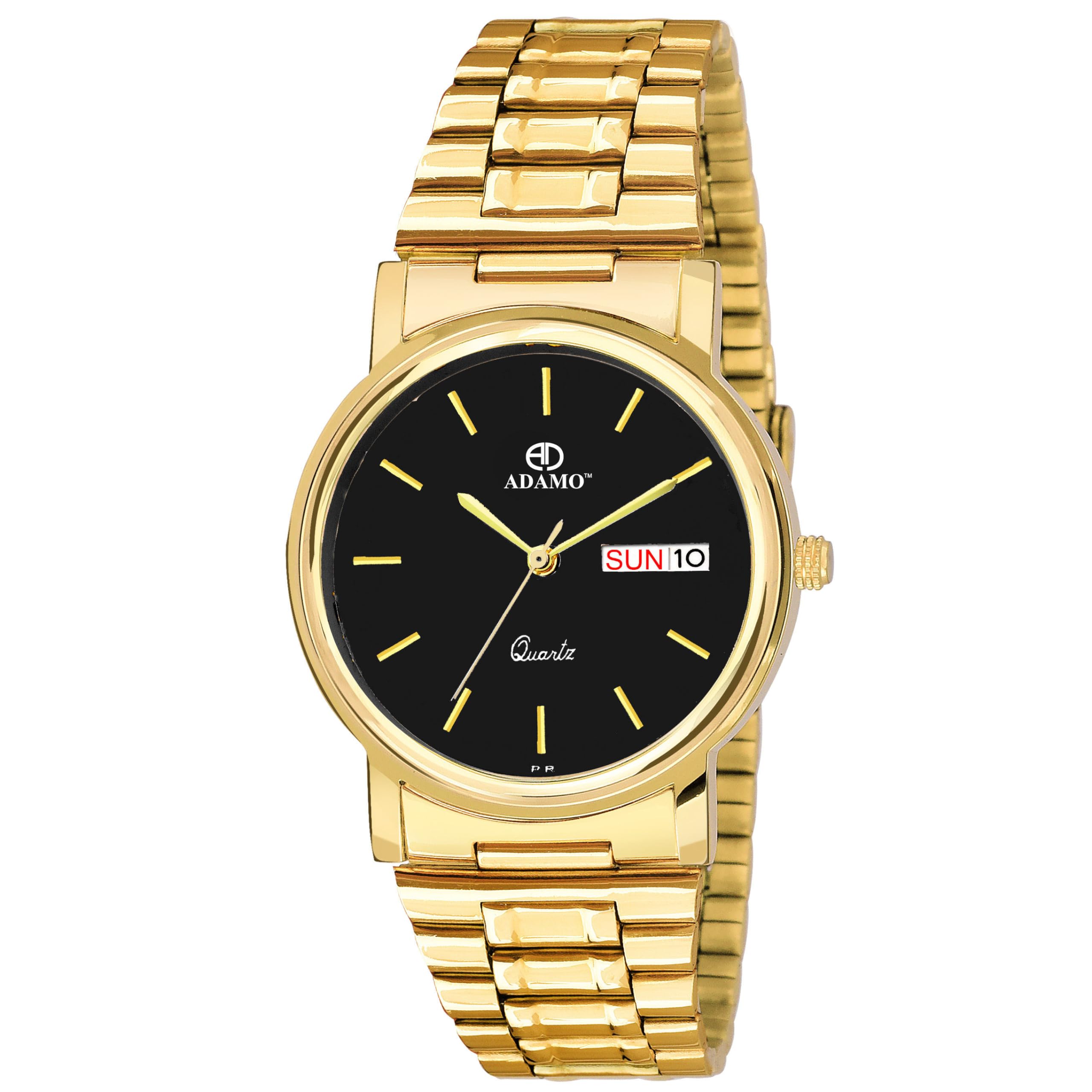 ADAMO Shine Black Dial Day & Date Mens & Womens Watch 1013YM02 (B07H98B5S9) Amazon Price History, Amazon Price Tracker