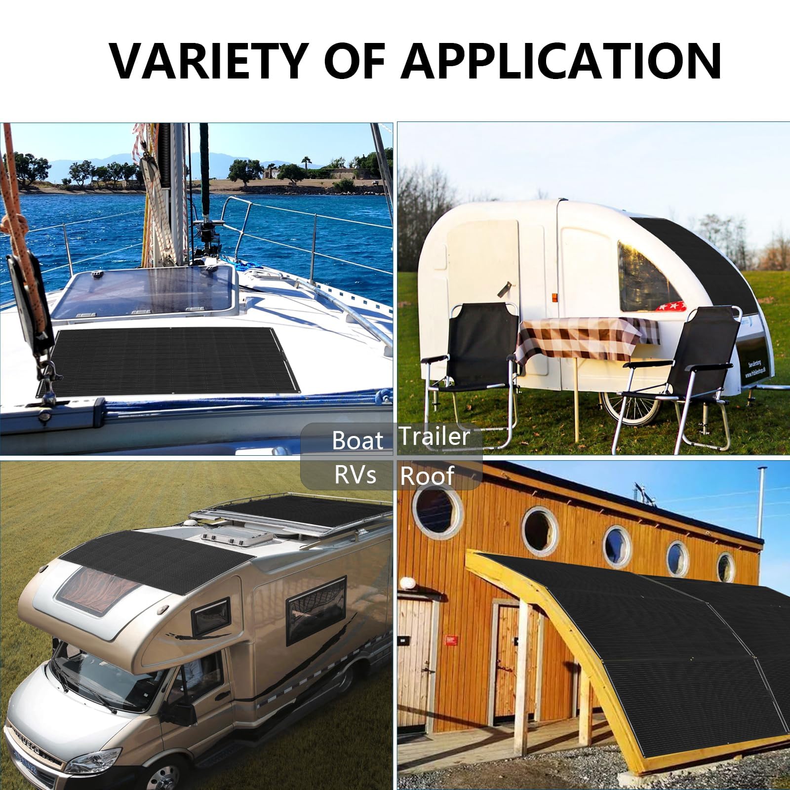 XINPUGUANG Kit Panneau Solaire Souple 300W – 2 Panneaux 150W + Régulateur de Charge 30A 12V/24V + Câbles Solaires, Surface PET Noire Fine et Légère pour Camping-car, Bateau, Caravane