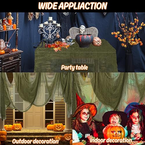 Miniatura 48 de Whaline Tela espeluznante negra de Halloween de 500 x 87 pulgadas, tela de gasa espeluznante para decoración de Halloween para casas embrujadas