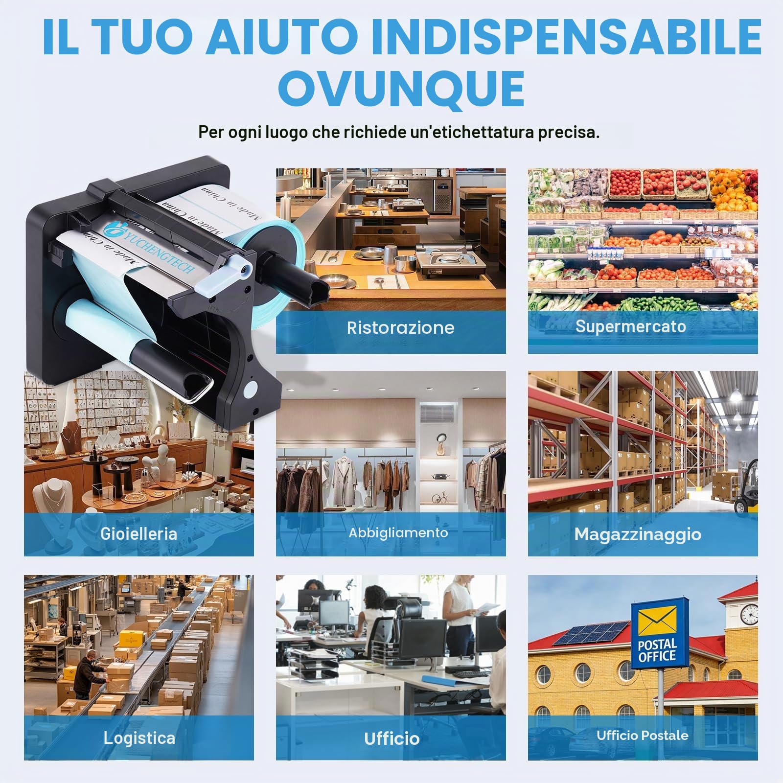 YUCHENGTECH Distributore Automatico di Etichette Regolabile a 3 Velocità | Dispenser Etichette Adesive Larghezza 20-130 mm Lunghezza 20-130 mm per Etichette Autoadesive/PET/PVC