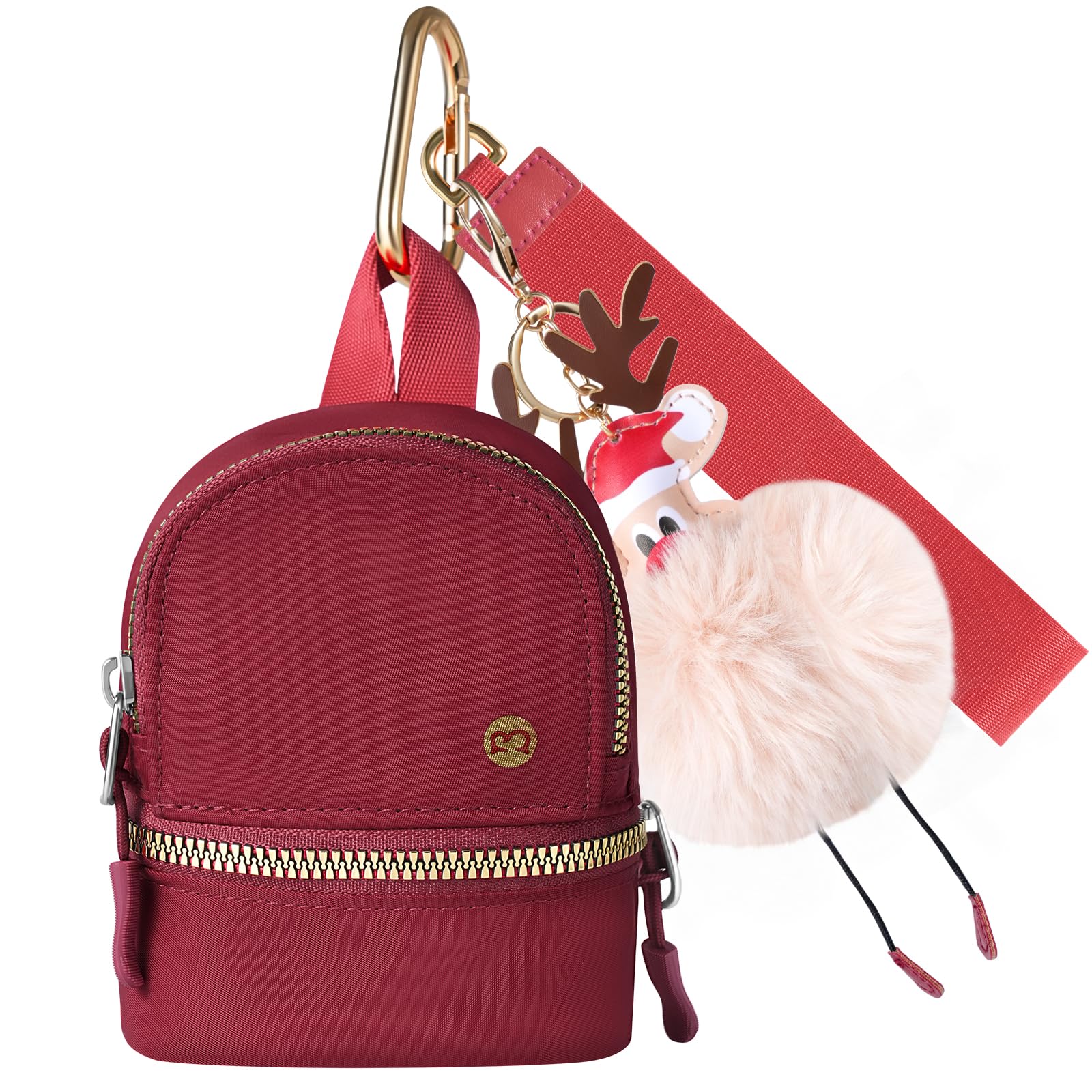 Babysun Mini Backpack Keychain Wristlet Pouch Small Change Coin Purse Cute Zipper Wallet With 3 RFID Card Slots For Women/Men Airpods Cosmetics