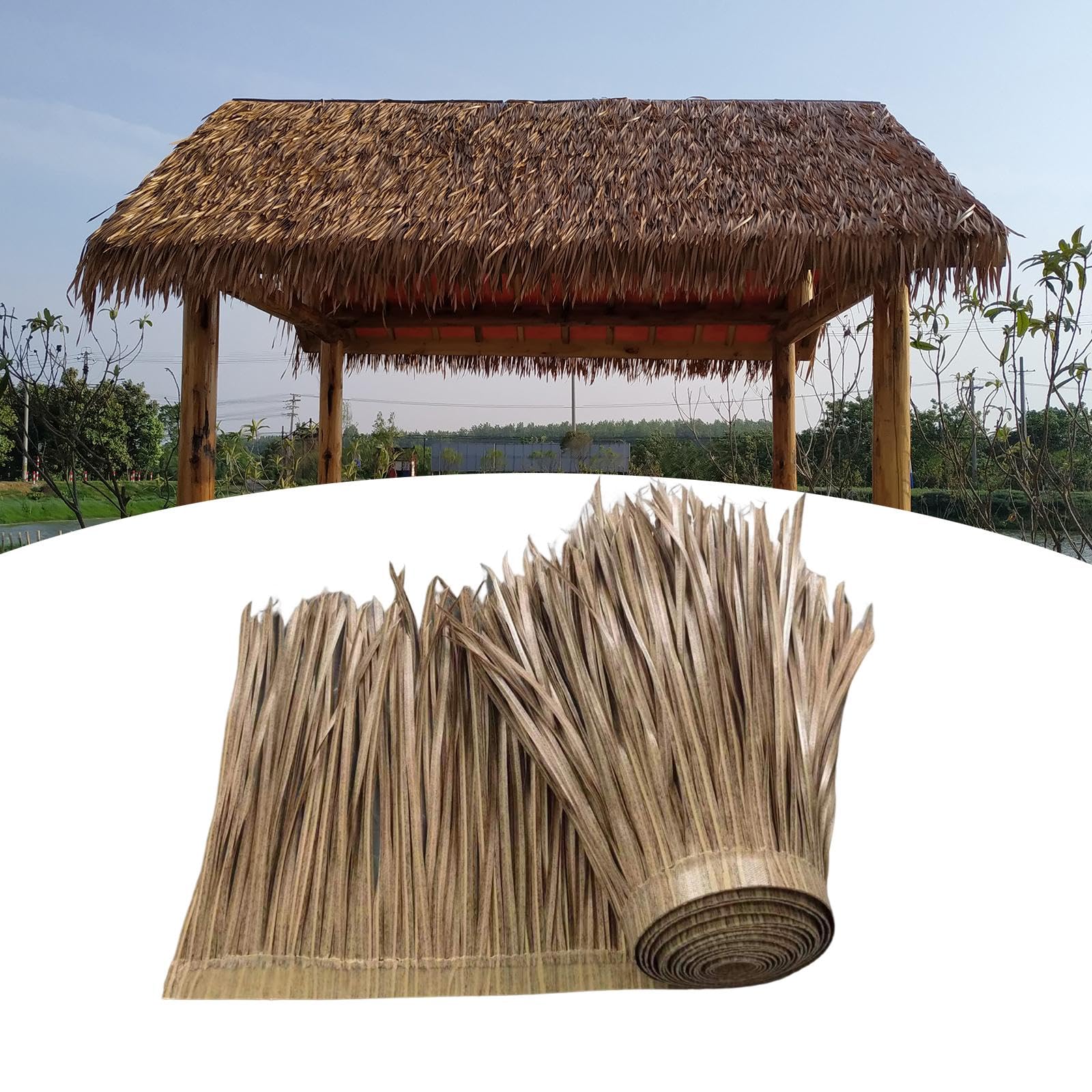 LOVIVER Palmen-Strohdach-Strohdach, 99,9 x 50 cm, Strohdach-Strohmatten, zum Dekorieren von Strohdachplatten, Hüttenstroh für Dachterrassen-Dekoration