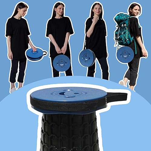 Miniatura 6 de ALEVMOOM Taburete plegable de 18 pulgadas, peso máximo de 800 libras, silla telescópica portátil resistente ligera para viajes y campamento, regalo