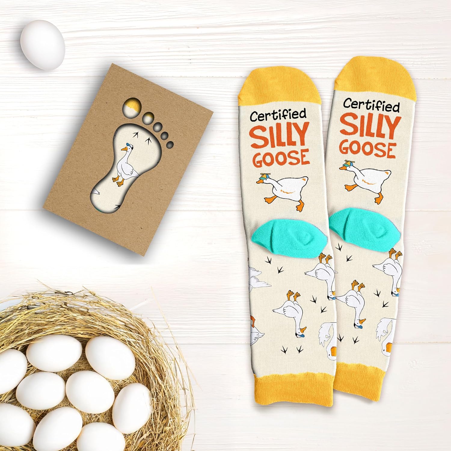 Goose Socks - Silly Goose On The Loose, Funny Christmas Socks For Women, Mother Goose Themed Gifts - Image 6