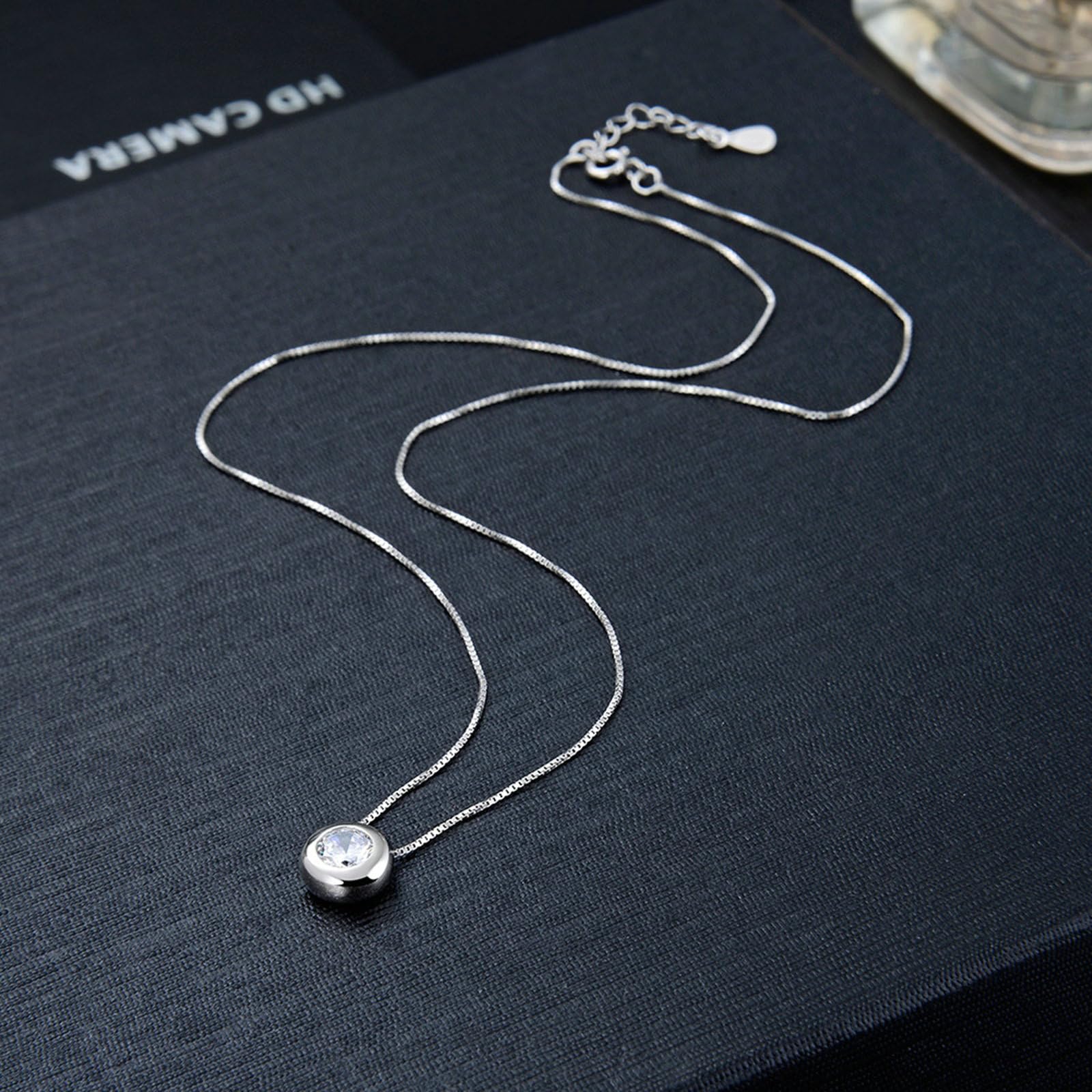 Collana con Ciondolo Donna in Argento Sterling 925 Argento Collana Pendente Rotondo Zirconia Cubica