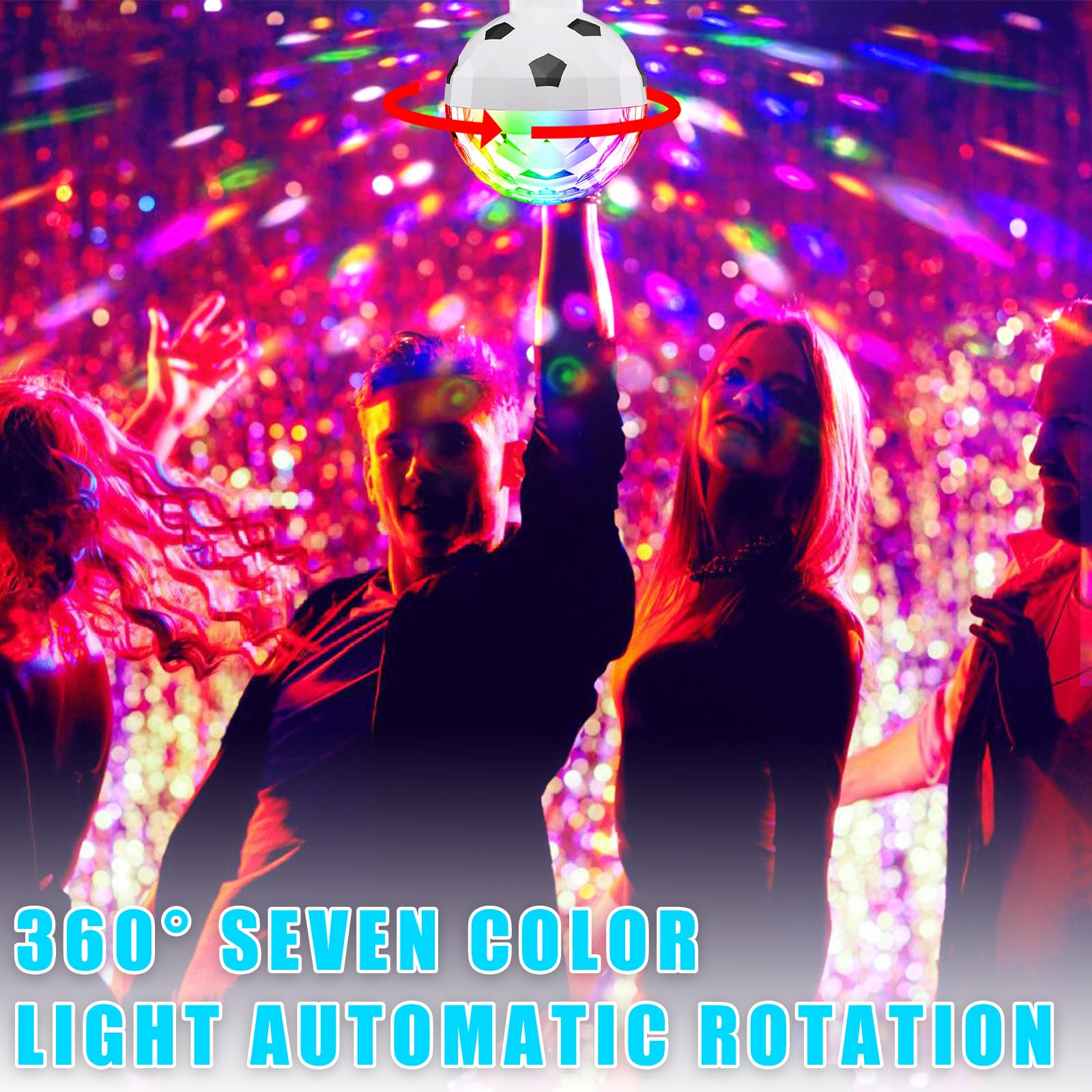 Vaileal Lot de 2 boules disco LED E27 6 W RVB rotative 360° 7 couleurs