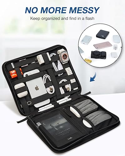Miniatura 2 de BAGSMART Funda organizadora de electrónica, bolsa organizadora de cables de viaje, bolsa organizadora de cables ajustable para tabletas de 12.9