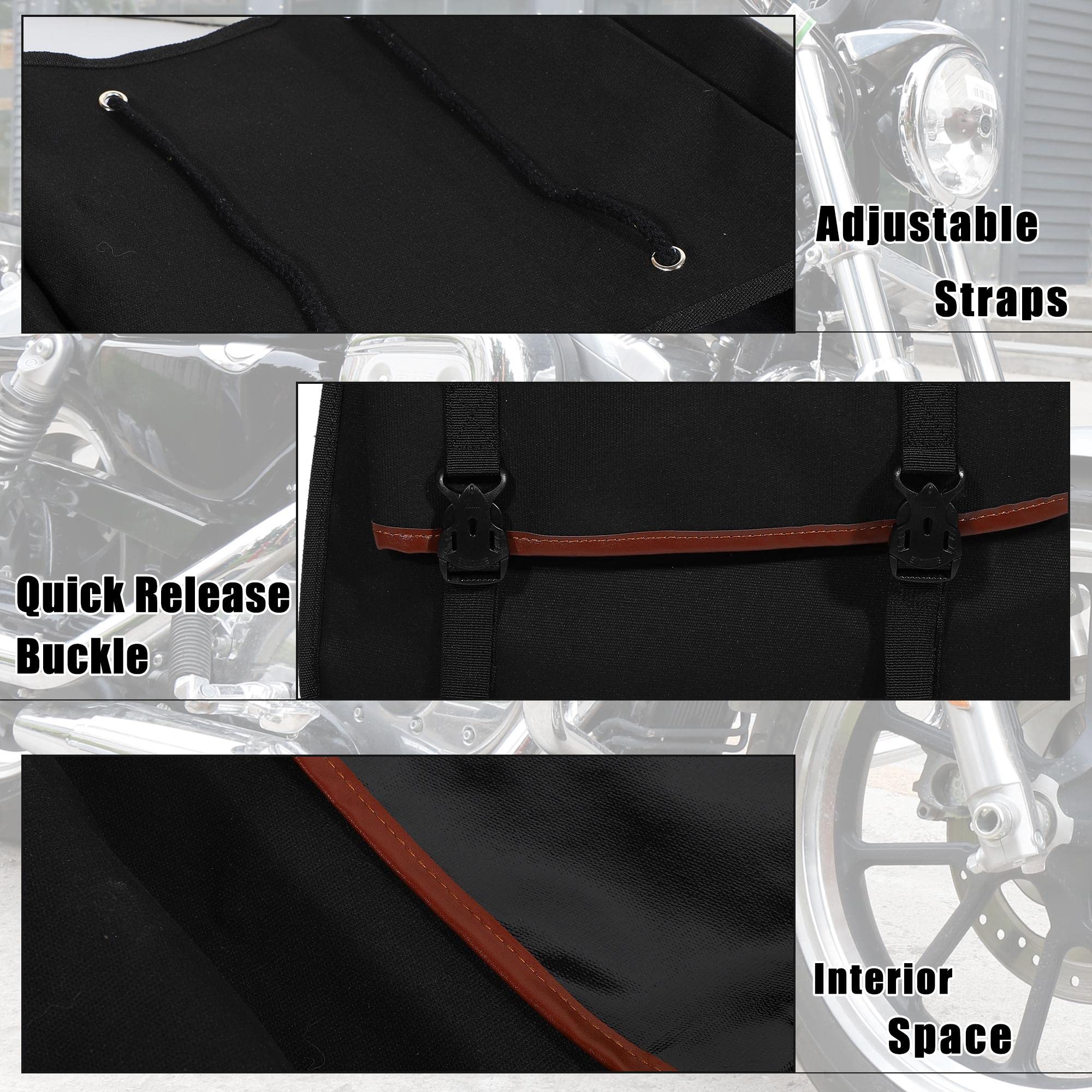 X AUTOHAUX 1 Paire de sacoches de Moto en Toile Noire 90 x 39 cm