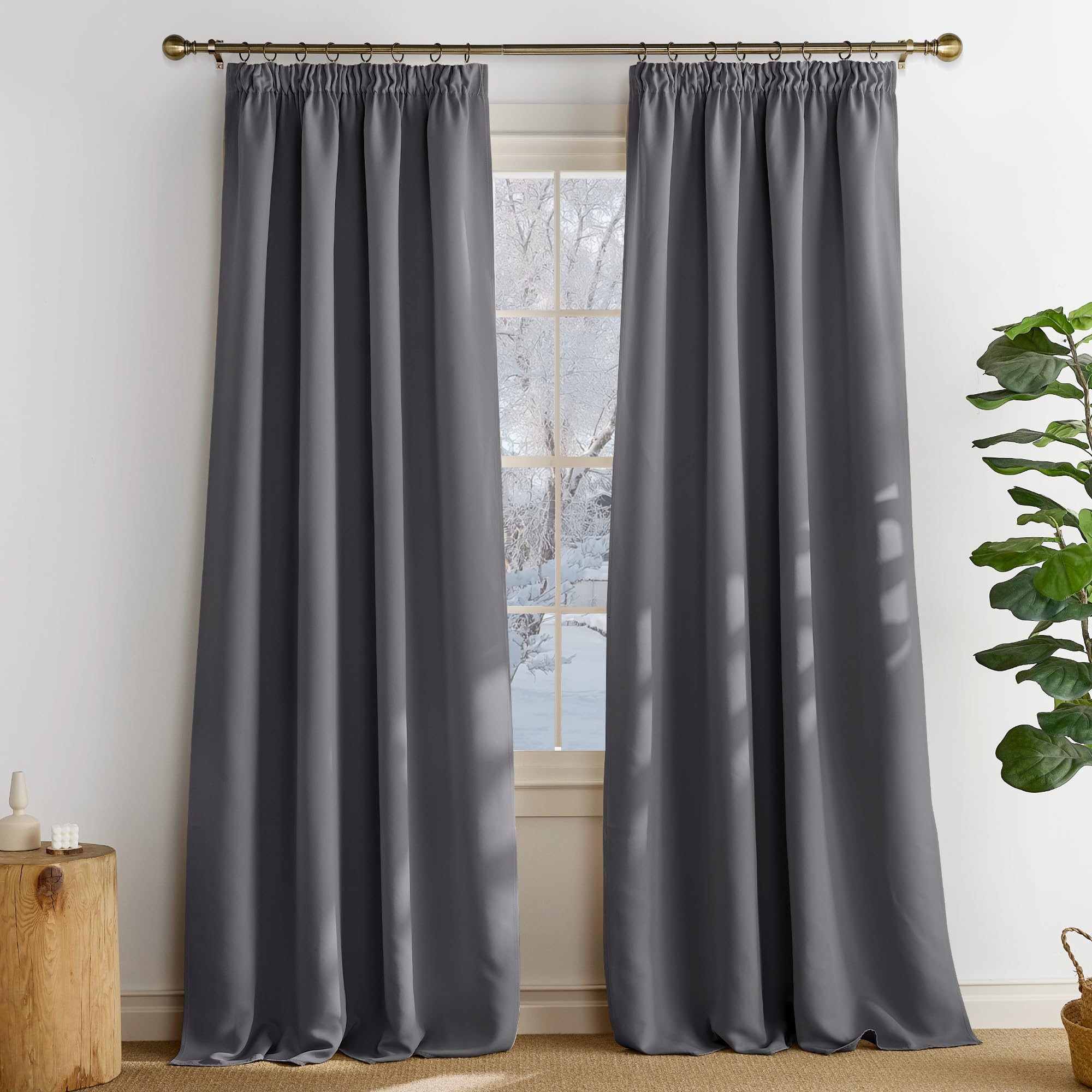PONY DANCE Tende Oscuranti per Interni 2 Pezzi 140x300 CM Tenda Camera da Letto Termica Isolante Decorazione Curtains con Fettuccia per Soggiorno Moderne, Grigio