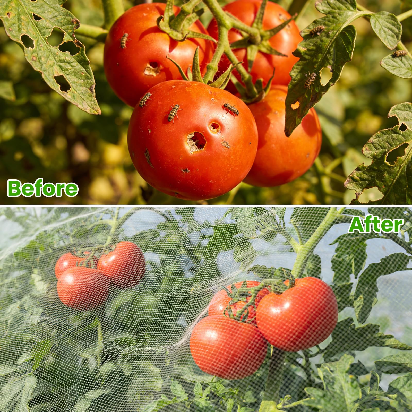 Malla Protectora para Plantas, Red Anti-Insectos y Anti-Aves para Huerto con Bridas y Tijeras Incluidas, Frutales y Invernadero, Protección para Verduras, Frutas y Cultivos de Jardín (3 x 10m)