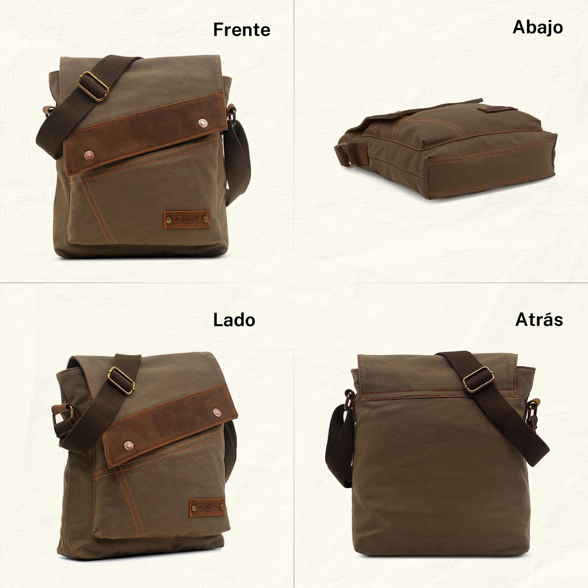 Retro Bolso Bandolera Hombre Bolsa de Mensajero Pequeña Lona Bolsa de Hombro Negocios Bolso Cruzado Casual Bolsa Crossbody para Trabajo Oficina Viajes Man Bag Ejercito Verde