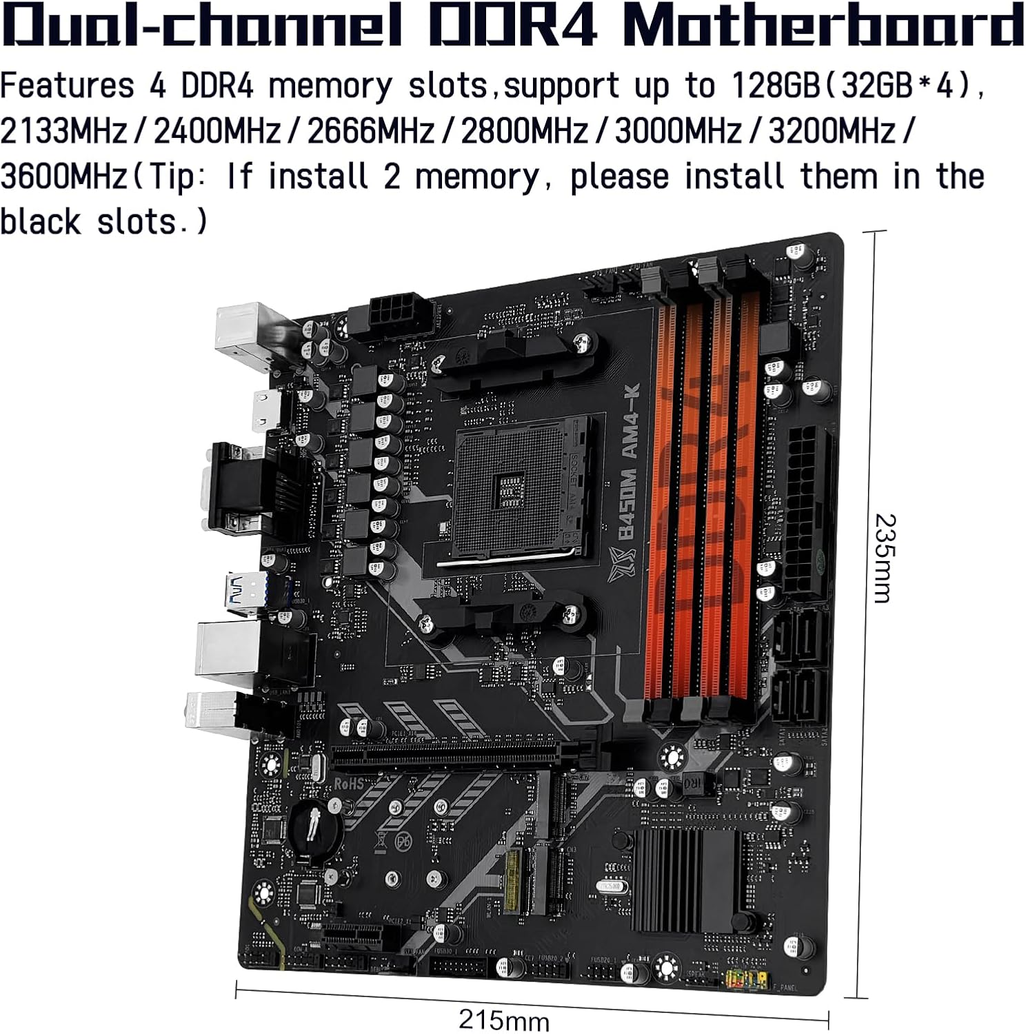 Close-up of DDR4 memory slots on the motherboard