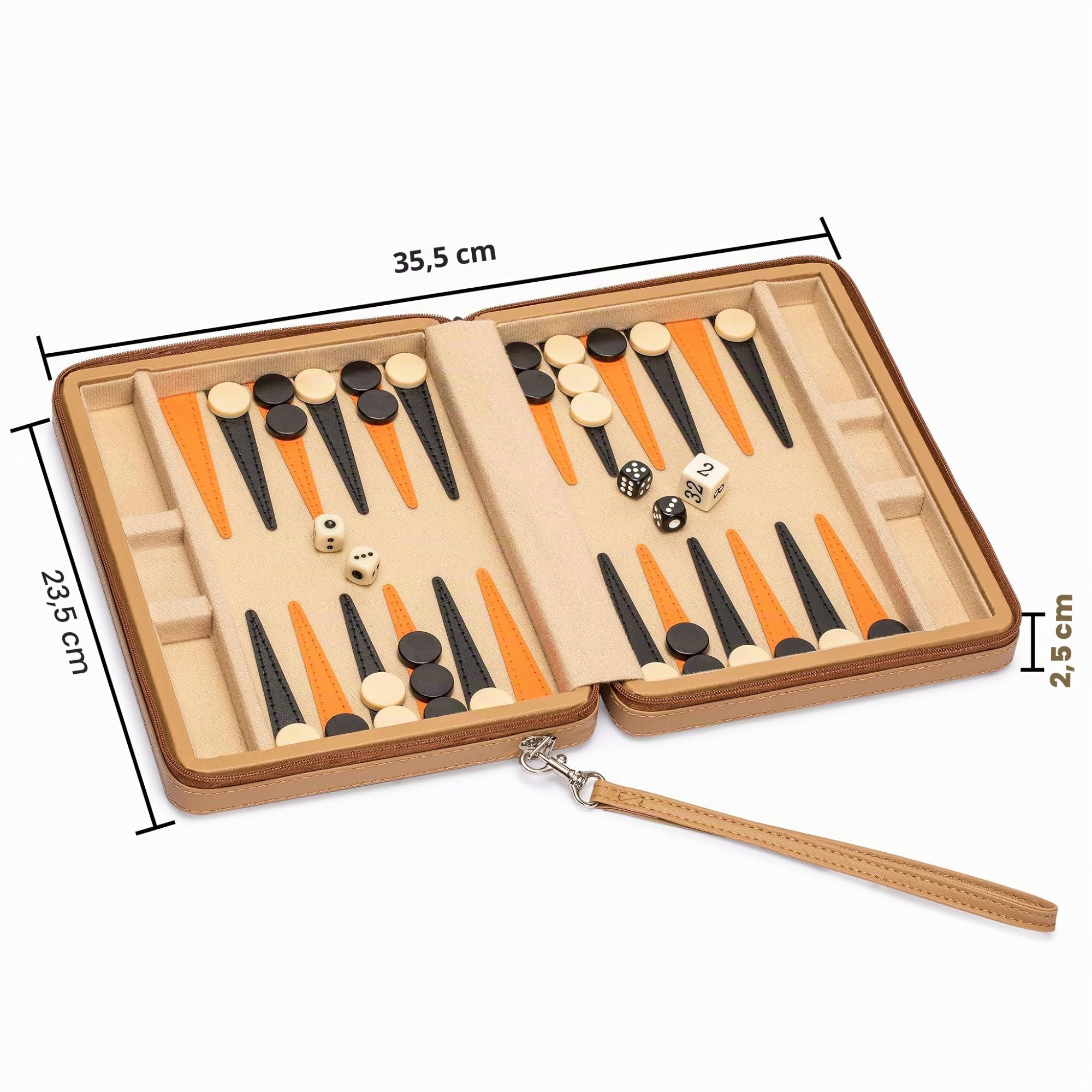 Set de Juego de Mini Backgammon de Viaje magnético en Cuero sintético de Yellow Mountain Imports, Bozcaada -Tablero de 23,5 centímetros