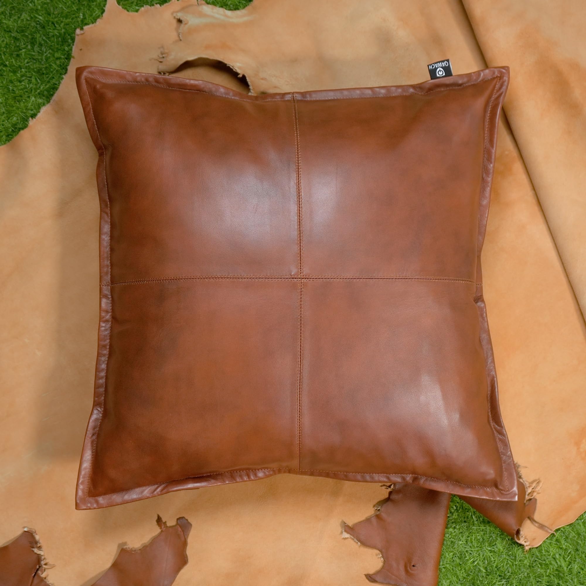 Funda de cojín de piel de cordero para sofá, fundas decorativas para sala de estar o dormitorio, 16 x 16 pulgadas, caja marrón, paquete de 2