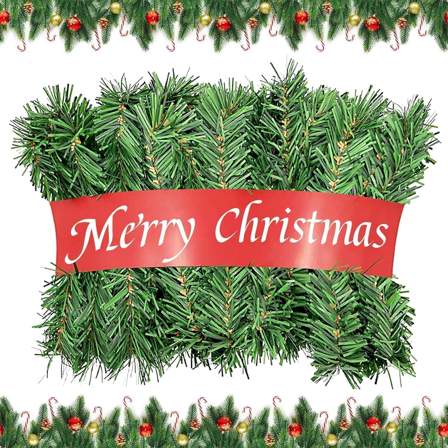 Guirnalda Navidad Verde 2,7 Metros Flexible y Resistente, sin luz, Apta Luces LED, moldeable DIY para Interior Exterior Chimenea, barandilla, Puerta, Ventana, árbol, decoración (3, 2,7M 250 Puntas)