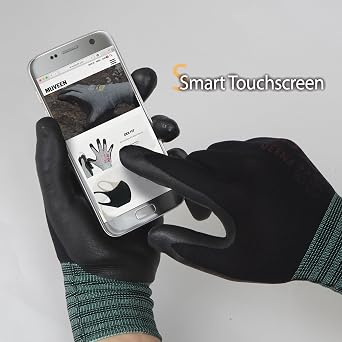 DEX FIT Nitrile Work Gloves FN330, 3D Comfort Fit, Touchscreen Grip Gloves for Warehouse, Construction, Package Handling, Delivery & General Work, Men & Women, Black, XS, 3 Pairs