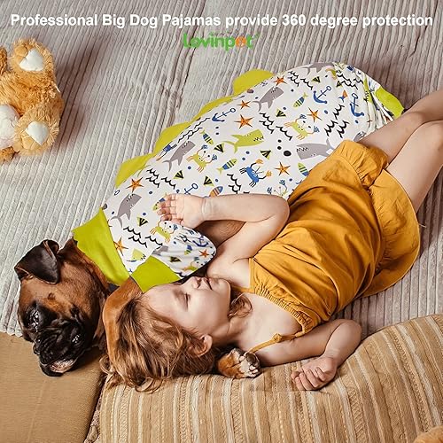 Miniatura 7 de LovinPet Pijama para perros grandes, pijama para perros grandes, camisa antiansiedad de mascotas, mameluco de recuperación quirúrgica, pijama para