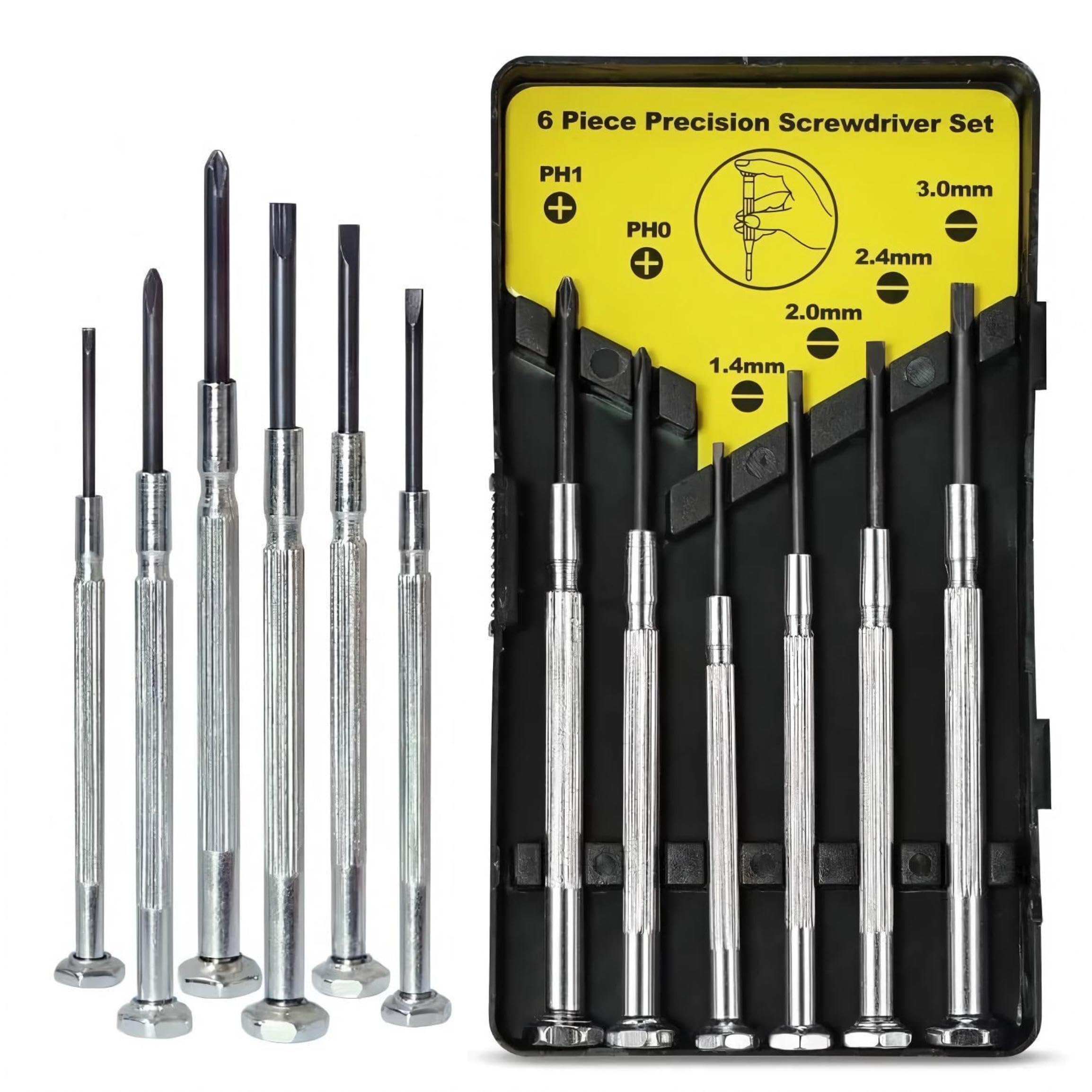 6 PCS Mini Screwdriver Set – Precision Small Screwdriver Kit with Flathead & Phillips – Ideal Glasses Screwdriver Set for Eyeglass, Watch, Jewelry & Electronics Repair