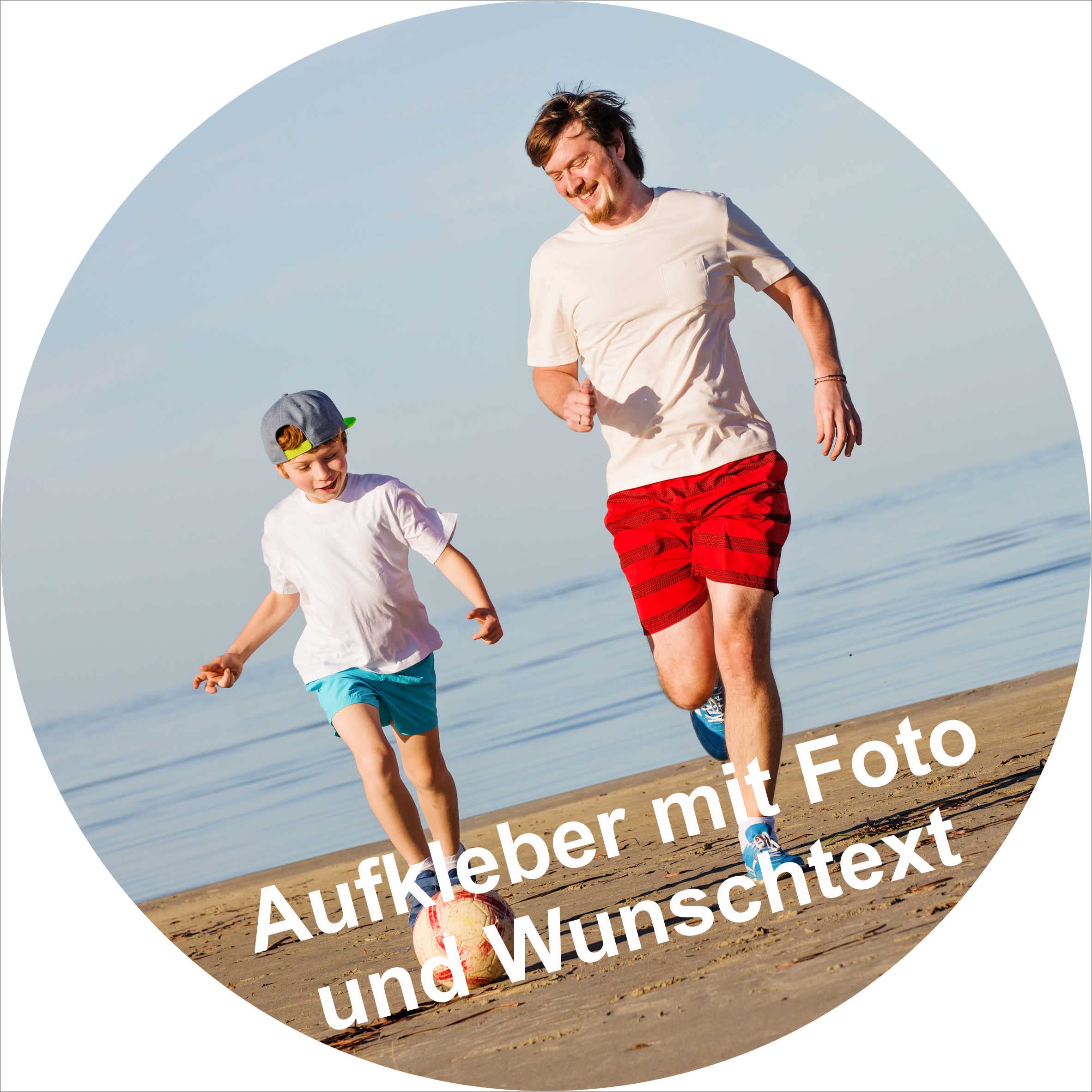 INDIGOS UG Fotoaufkleber - 95mm rund - 50 Sticker Namensaufkleber für Kinder Schule, Einladungen, Hochzeit, Taufe, Verlobung, Kommunion, Geburtstag, Party - personalisiert mit Wunschtext