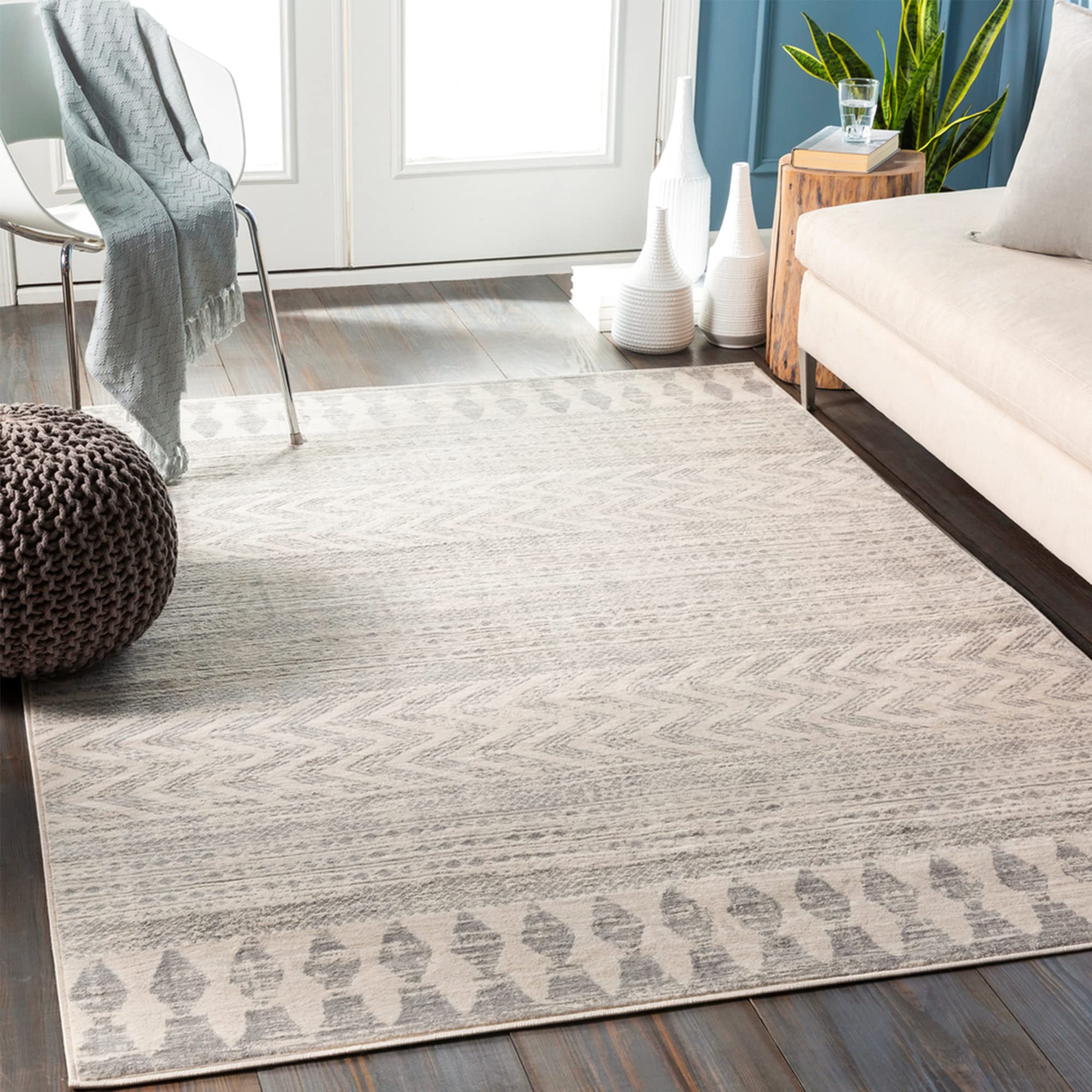 Livabliss Louna Oslo Geometric Runner 80x220 cm – Scandi Boho Pattern for Hallway & Kitchen, Easy Care, Brown, White & Grey