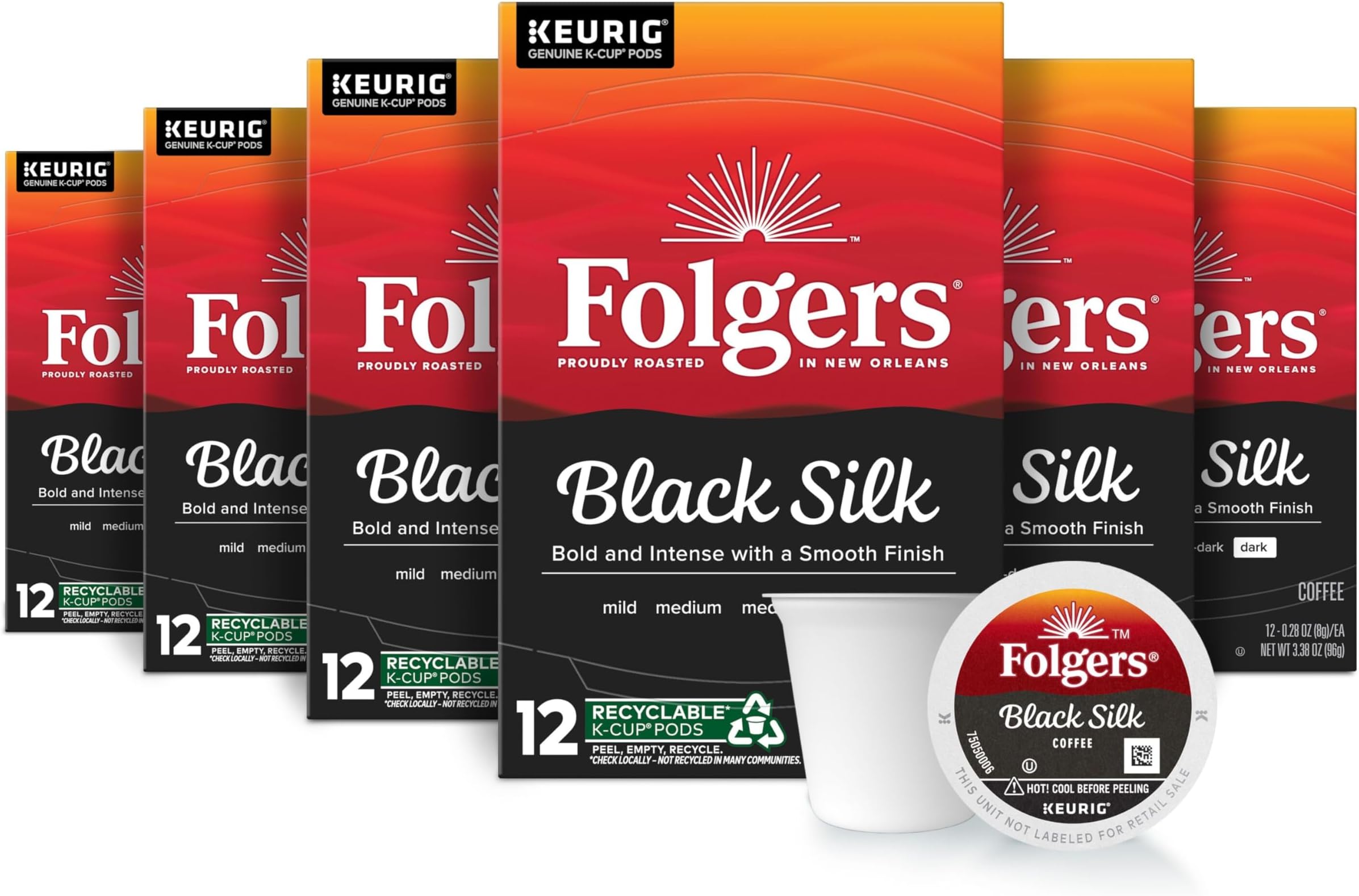Amazon.com: Folgers Black Silk Dark Roast Coffee, 72 Keurig K-Cup Pods