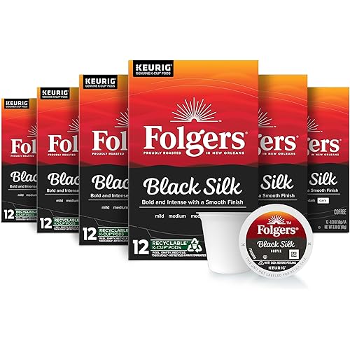 Folgers Black Silk Dark Roast Coffee, 72 Keurig K-Cup Pods