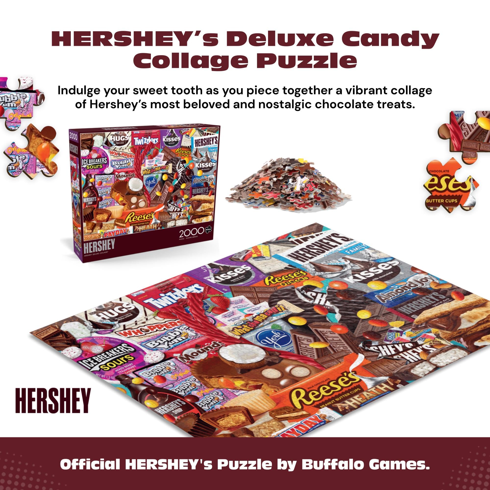 Buffalo Games - Hershey – Collage de Luxe – Puzzle de 2000 pièces pour Adultes – Puzzle Stimulant Parfait pour Les soirées de Jeu – Taille finie 38,50 x 26,50 cm