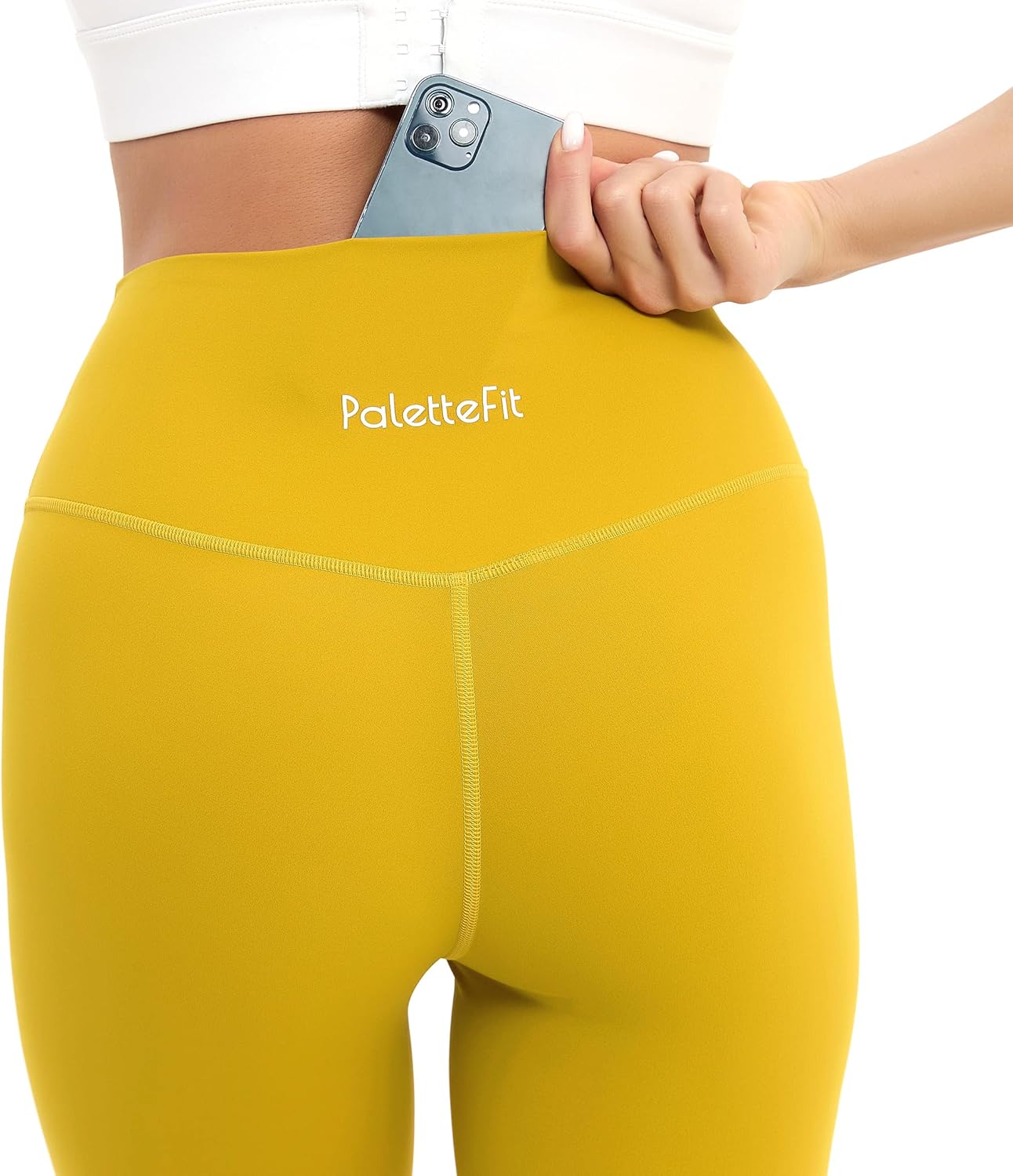 No Front Seam Workout Leggings for Women, High Waisted Yoga Pants 7/8 Length Leggings with Hidden Pocket - Image 3