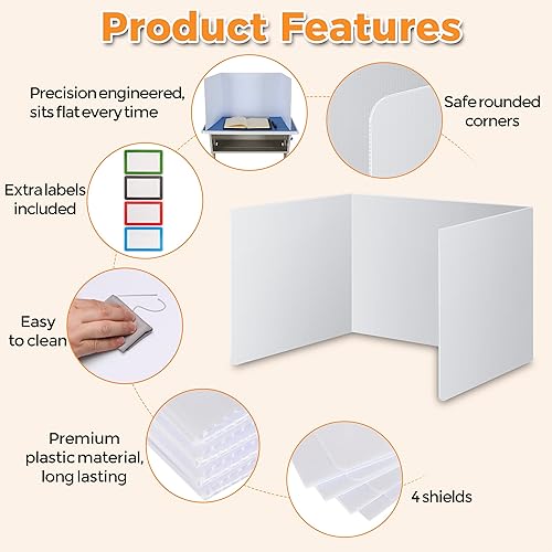 Miniatura 3 de Paquete de 4 protectores de privacidad para el aula para escritorios de estudiantes, carpeta divisora de escritorio de plástico fácil de limpiar,