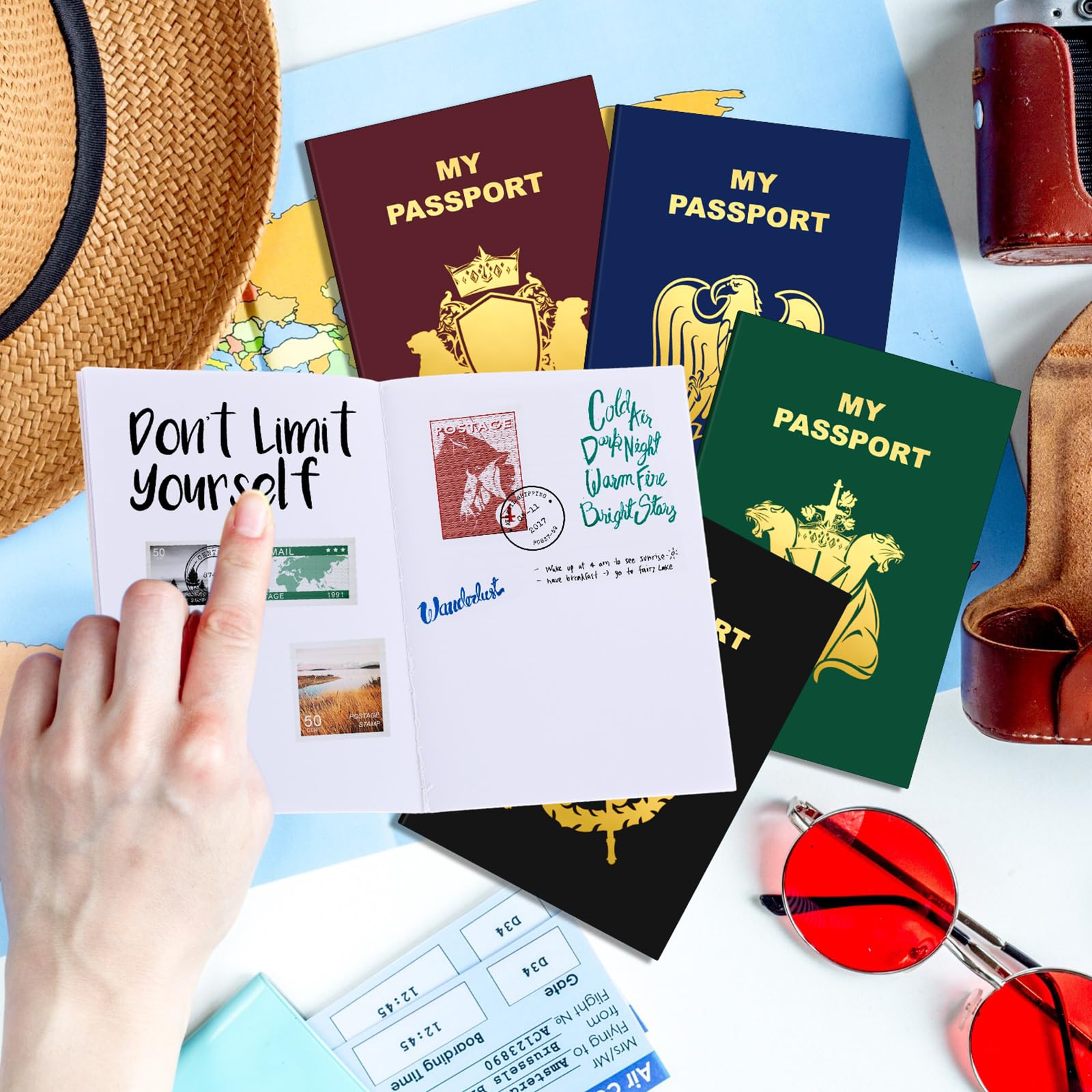 Lincia 48 quaderni vuoti per passaporto per bambini, diario di viaggio per passaporto, libri da colorare per viaggi, aereo, attività in classe, progetti scolastici, bomboniere