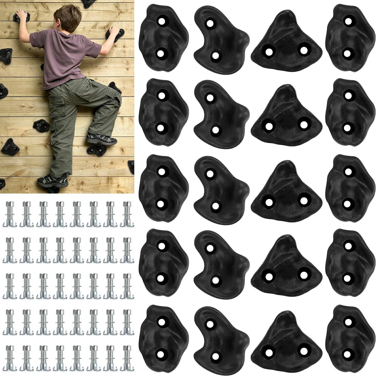 Rock Climbing Holds, 20 Pack Large Climbing Wall Grips Stones for Kids